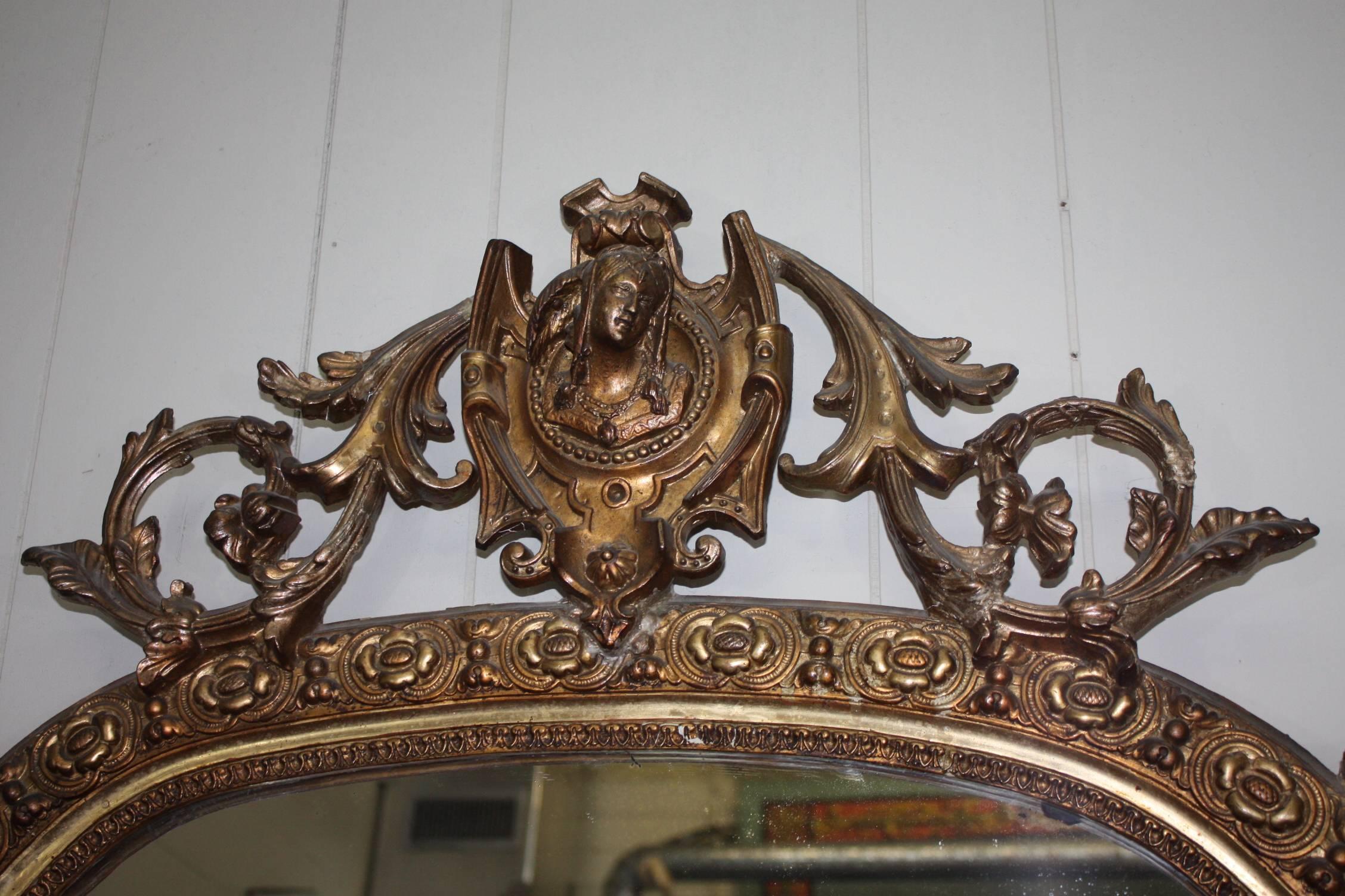 19th Century French Gilded Mirror with Cartouche 6