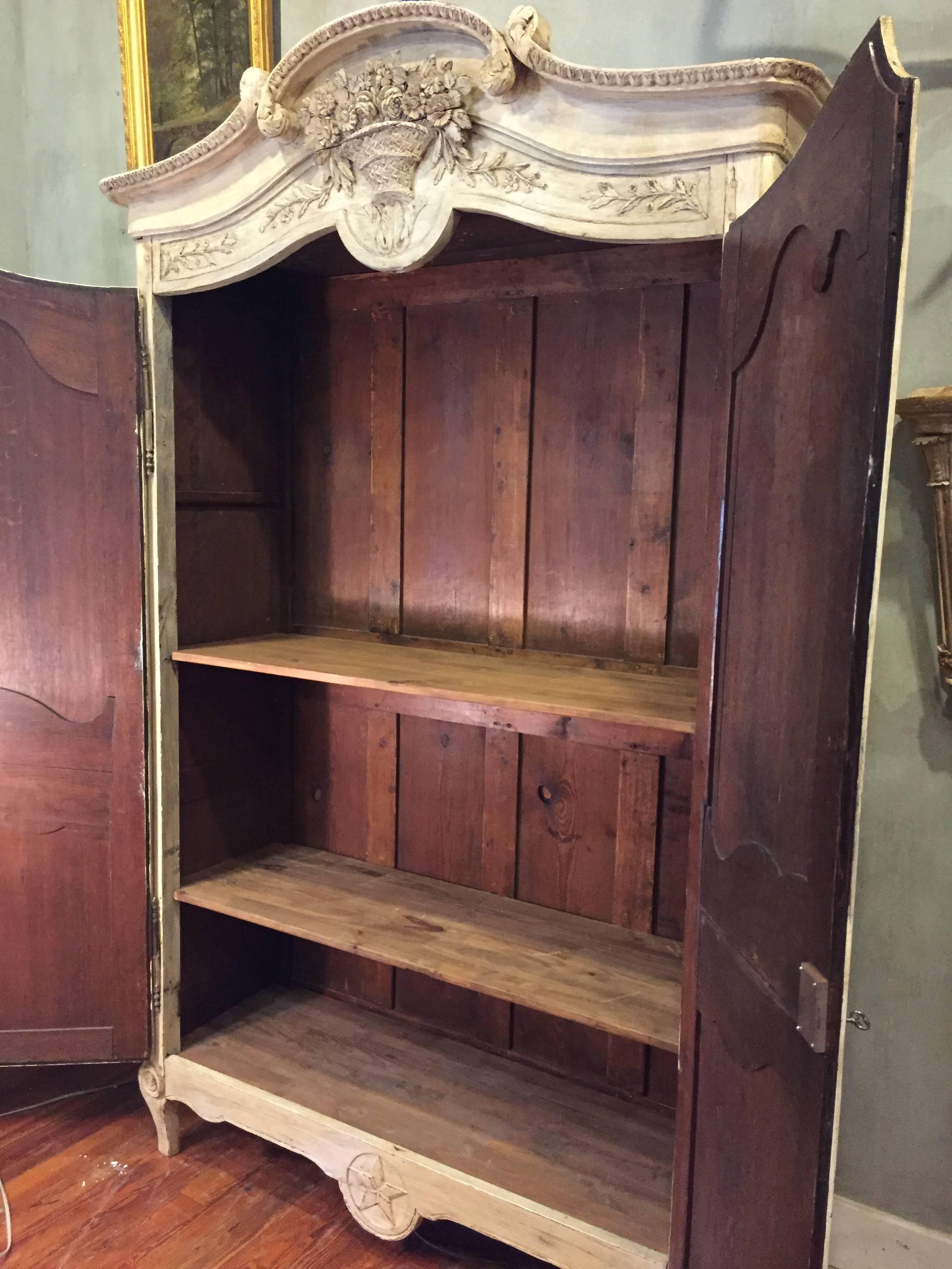 19th Century French Painted Armoire In Good Condition In Fairhope, AL