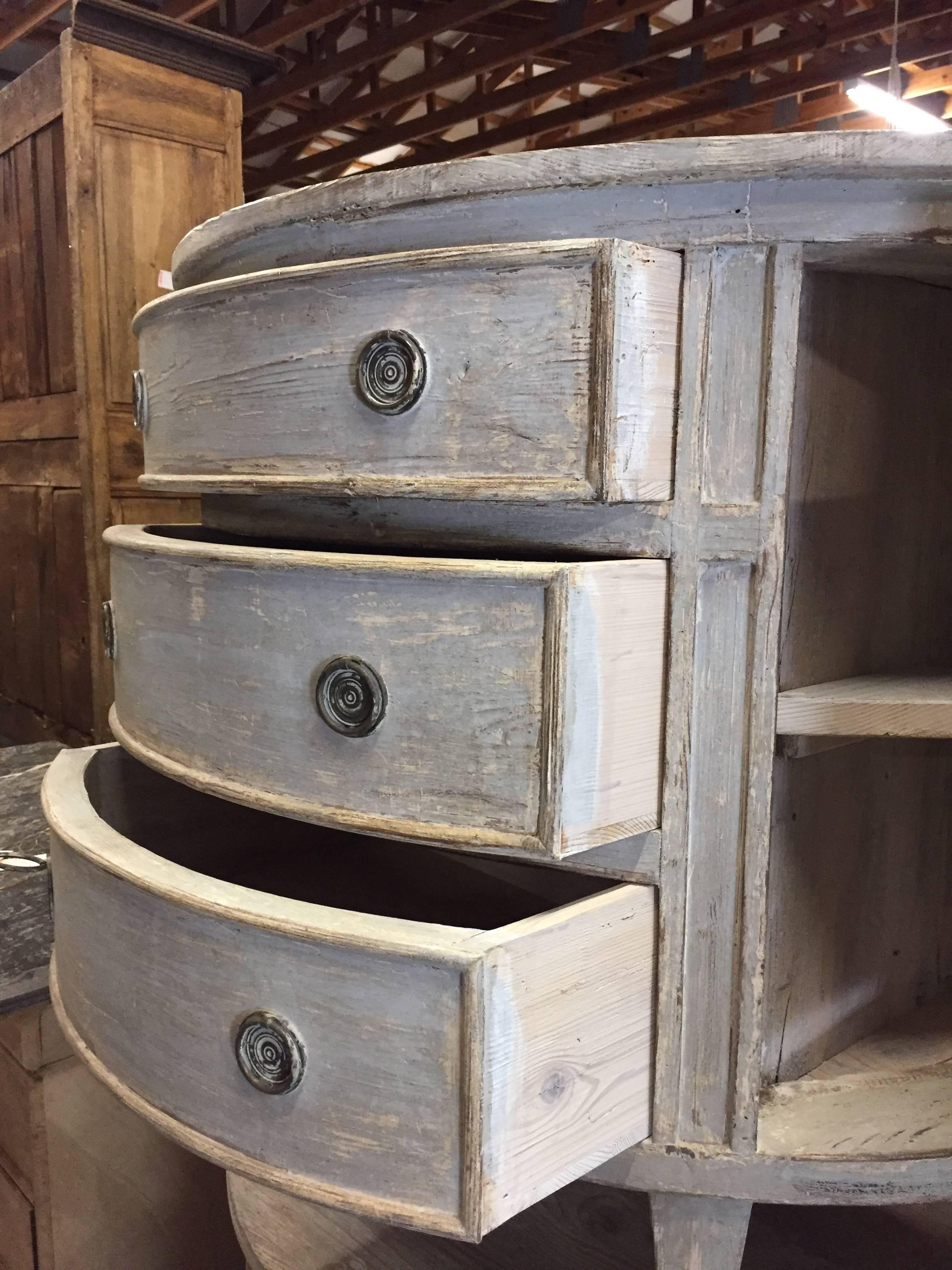 Pair of Painted Demilune Cabinets Commodes, Early 20th Century 2