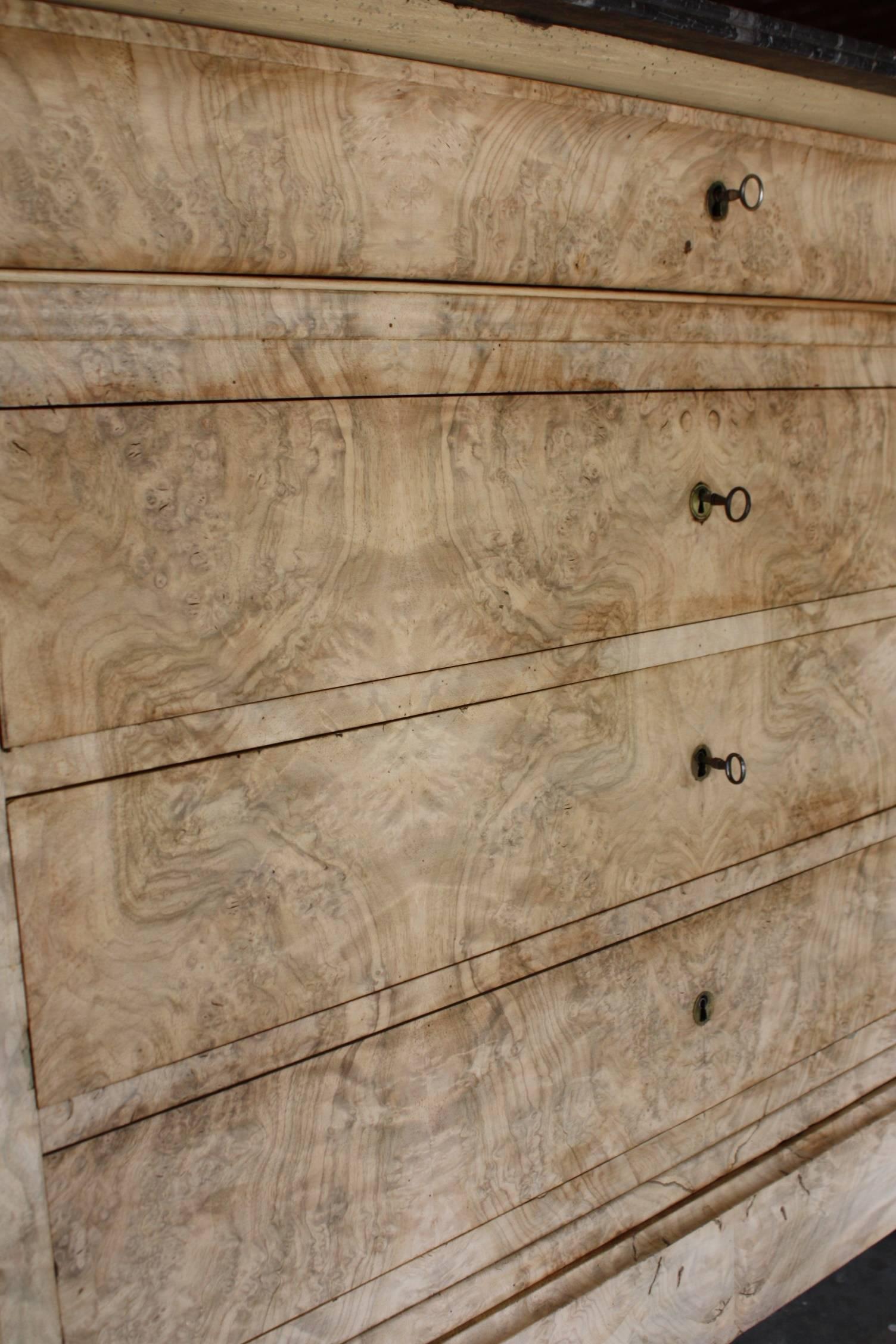 French Bleached Walnut Louis Phillipe Dresser In Good Condition In Fairhope, AL