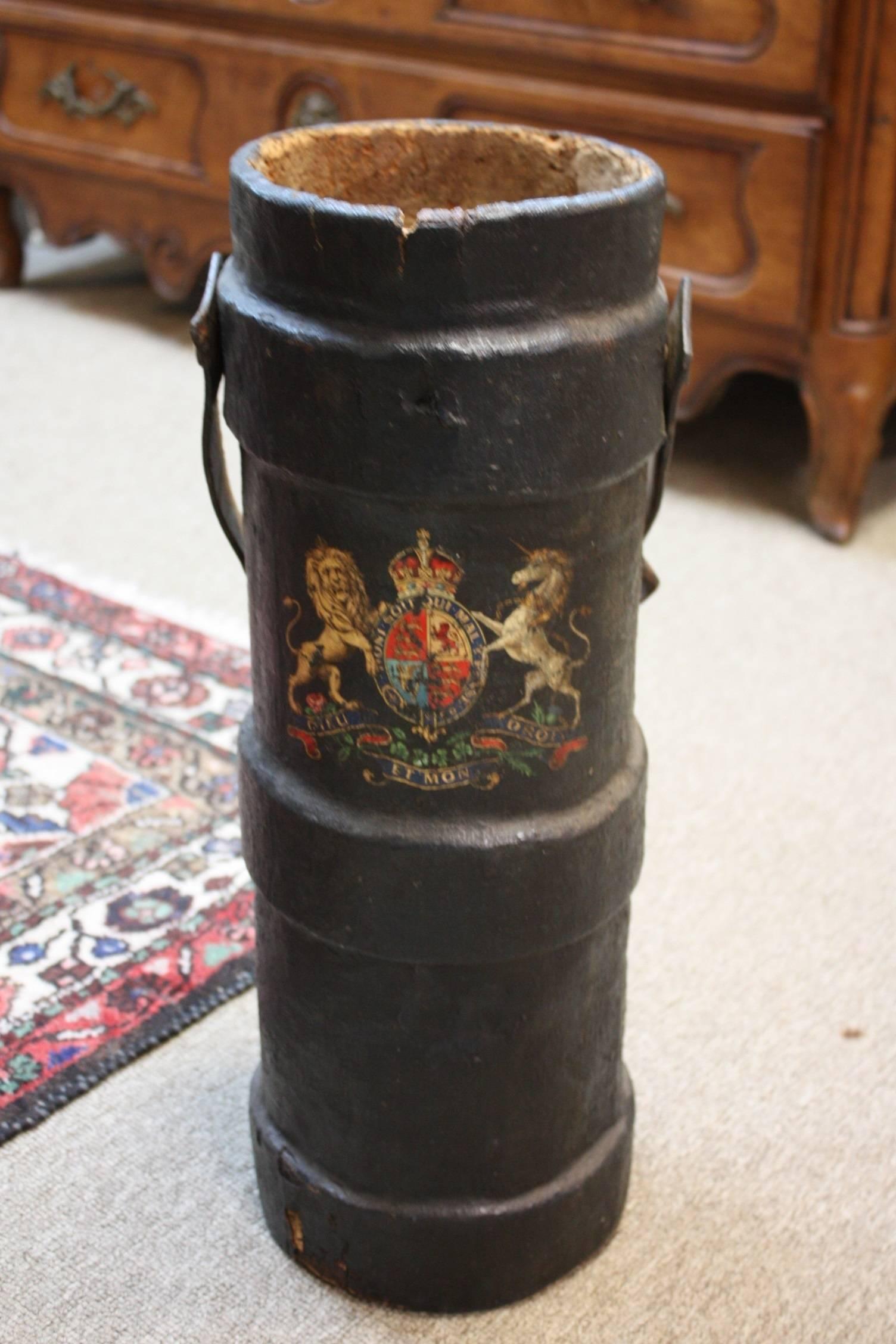19th Century French Leather Fire Bucket with Crest 1