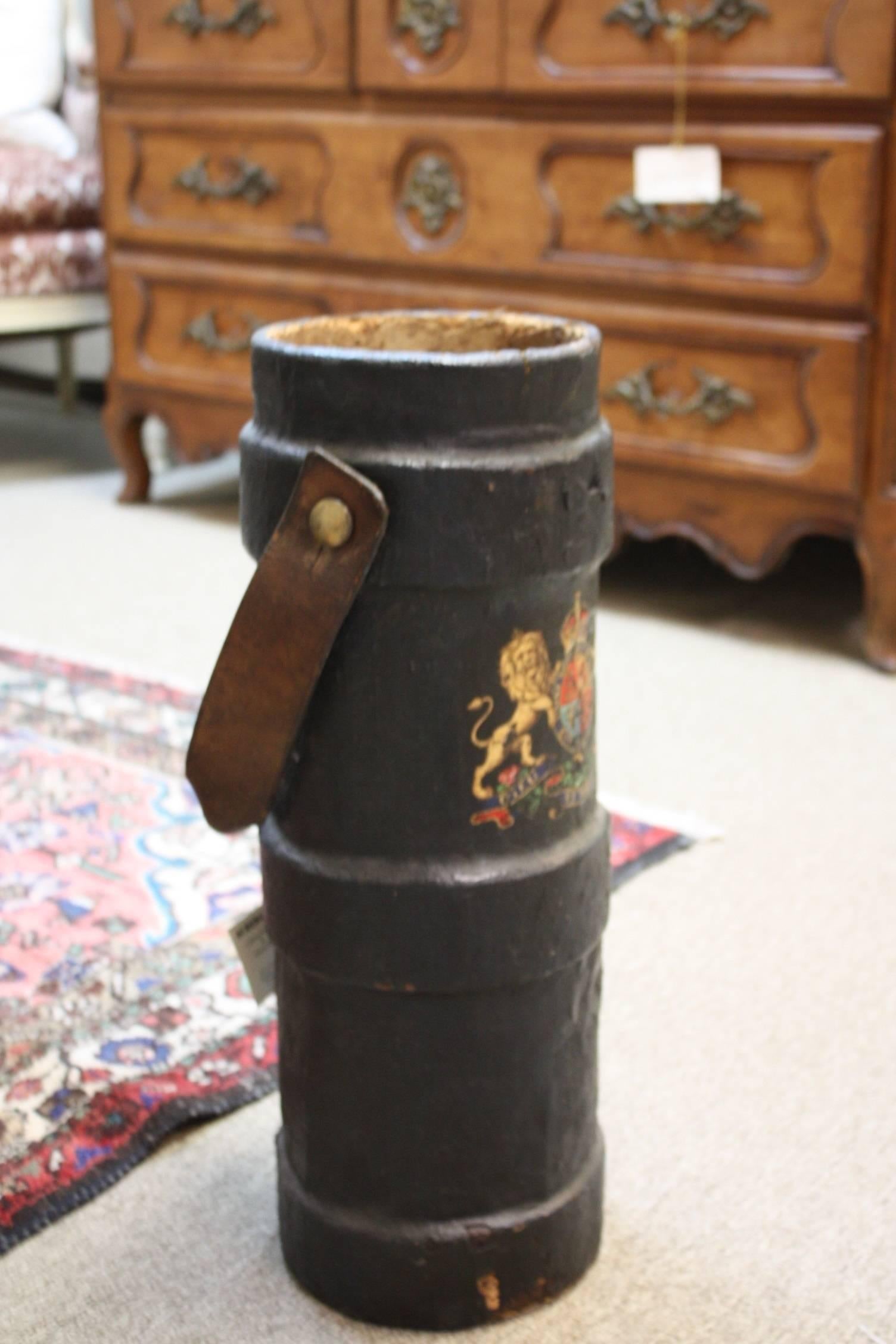 19th Century French Leather Fire Bucket with Crest 3