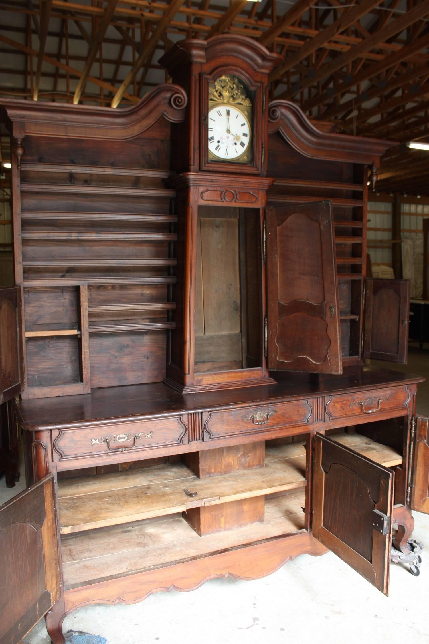 Louis XV Style Buffet Vaisselier with Clock For Sale 2