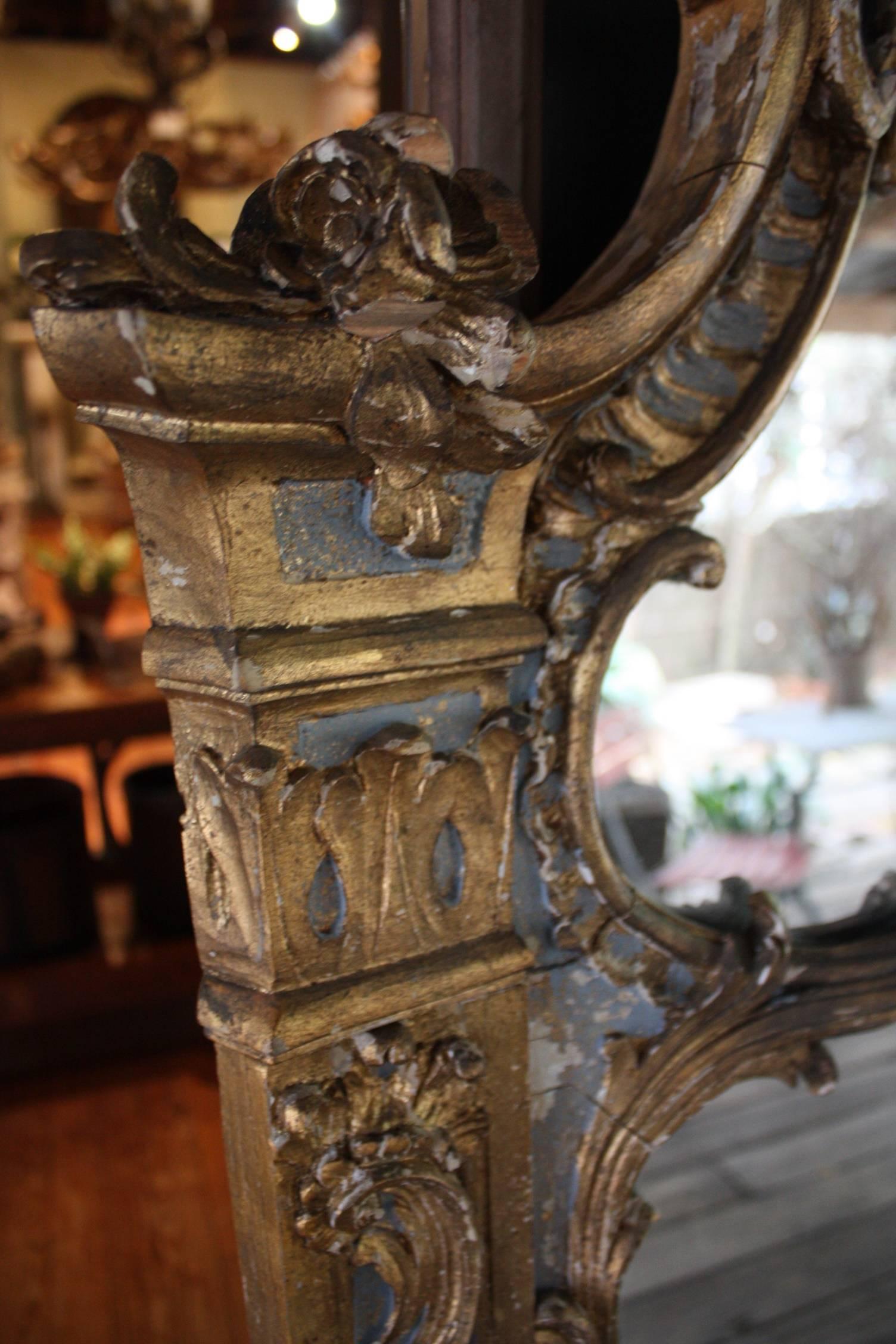 Louis XV Style Painted and Gilt Mirror In Good Condition In Fairhope, AL