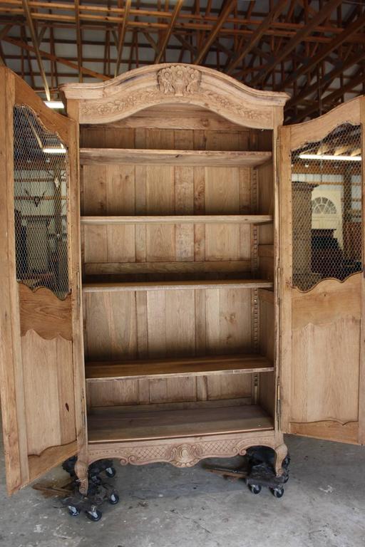 French 19th Century Louis XV Bleached TwoDoor Armoire with Chicken