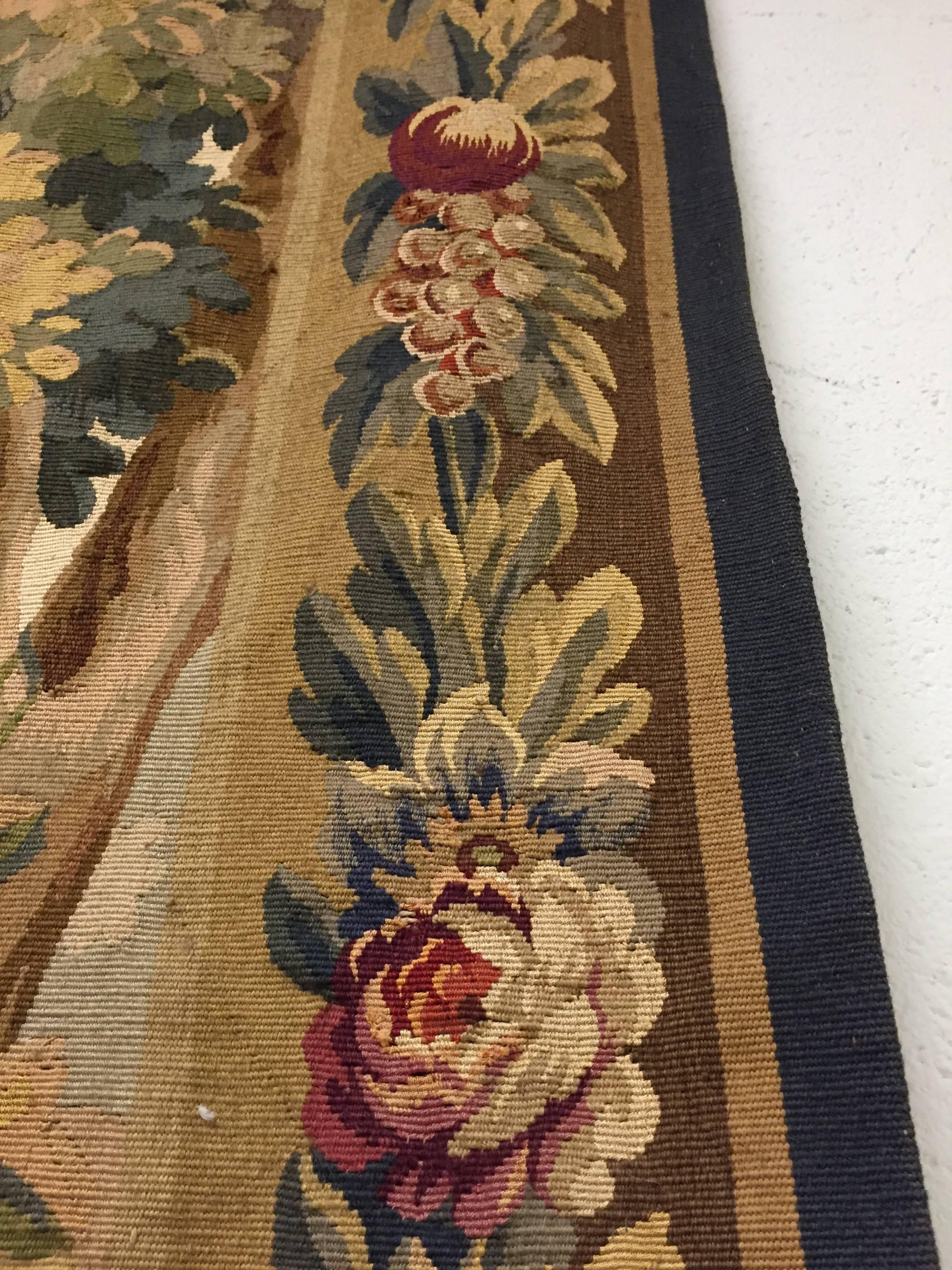 Beautiful Antique Aubusson Tapestry In Good Condition In Fairhope, AL