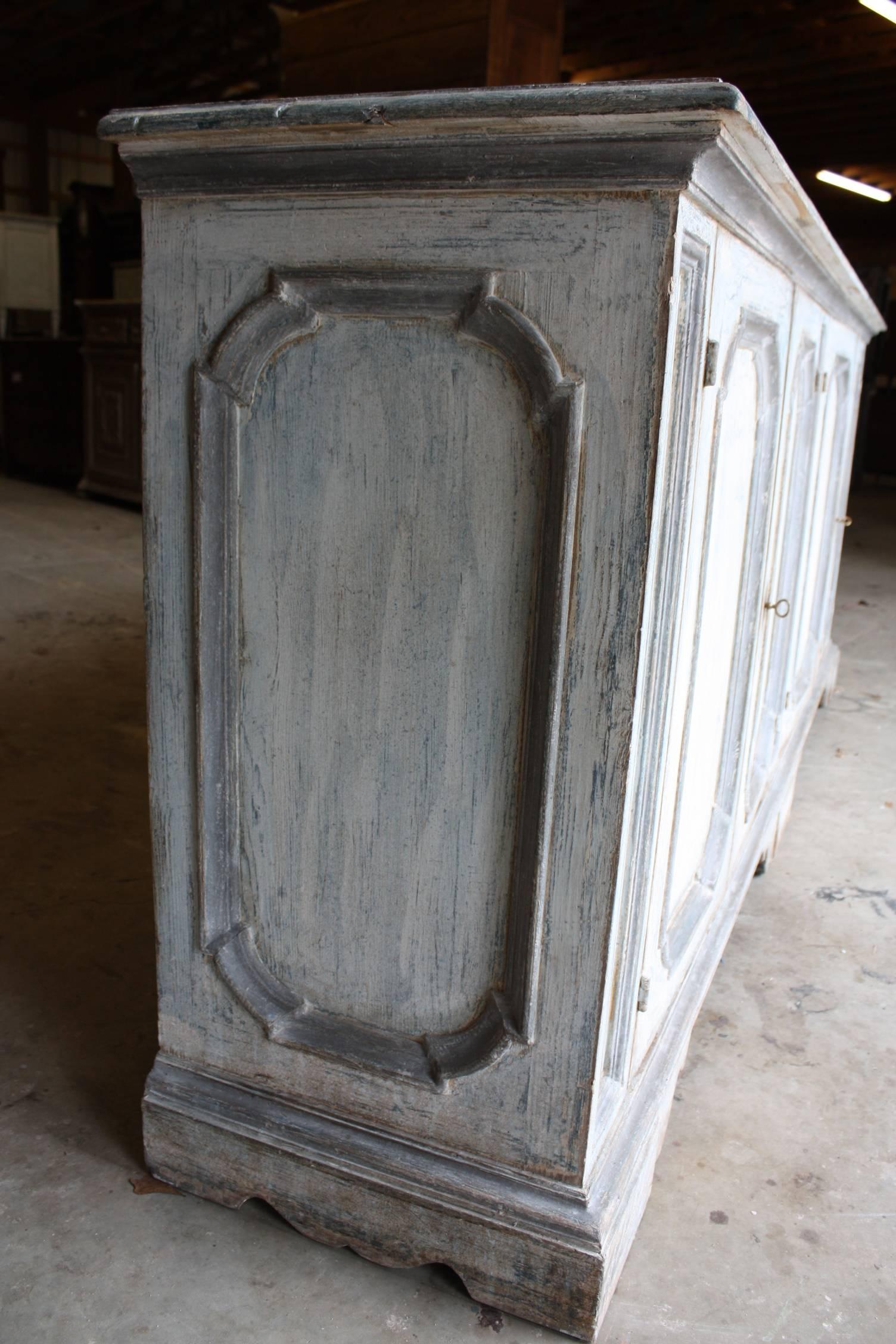 Monumental Hand-Painted Pine Italian Buffet or Credenza 1
