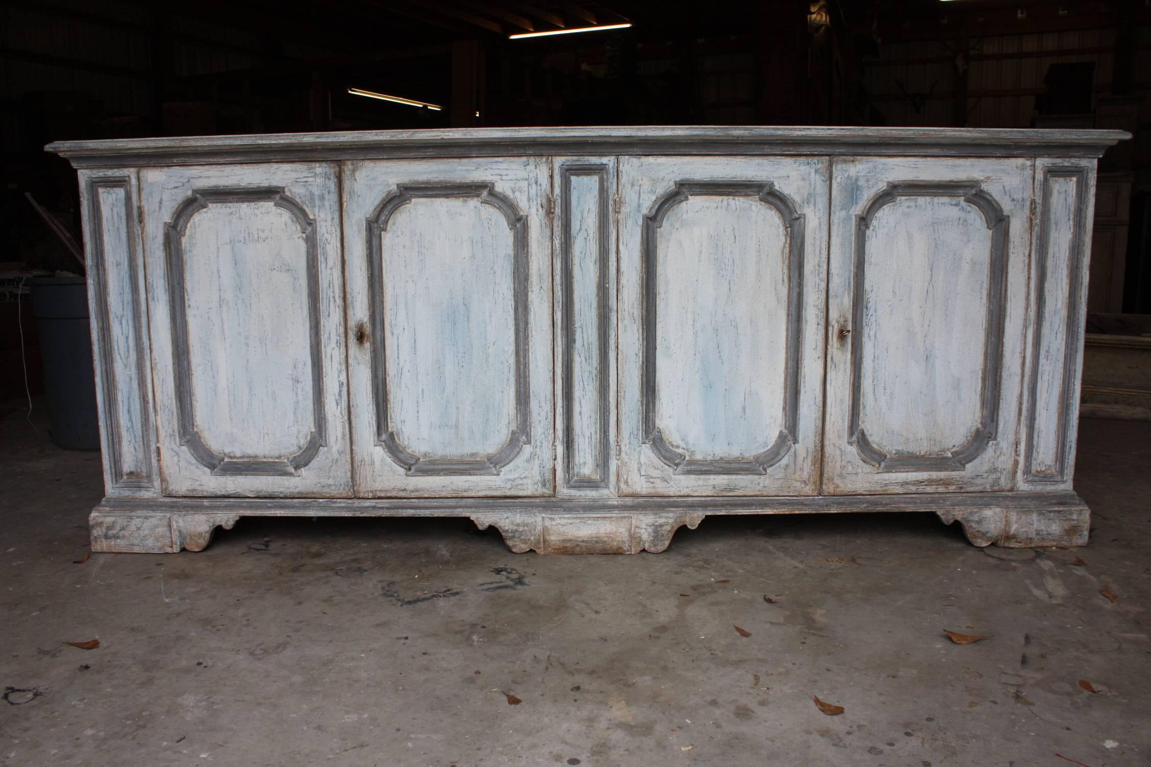 Monumental Hand-Painted Pine Italian Buffet or Credenza 4