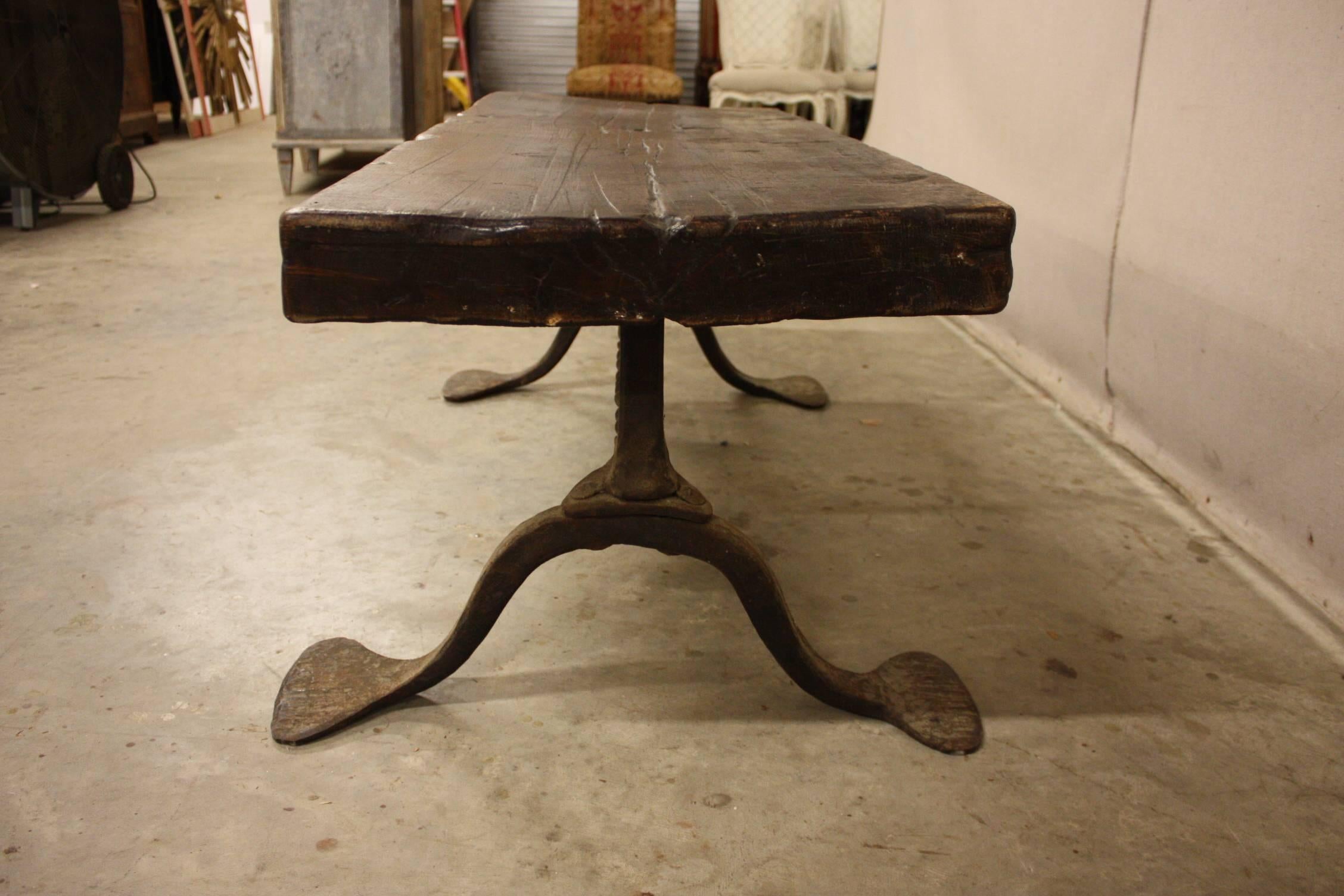 19th Century Coffee Table with Iron Base from France 1