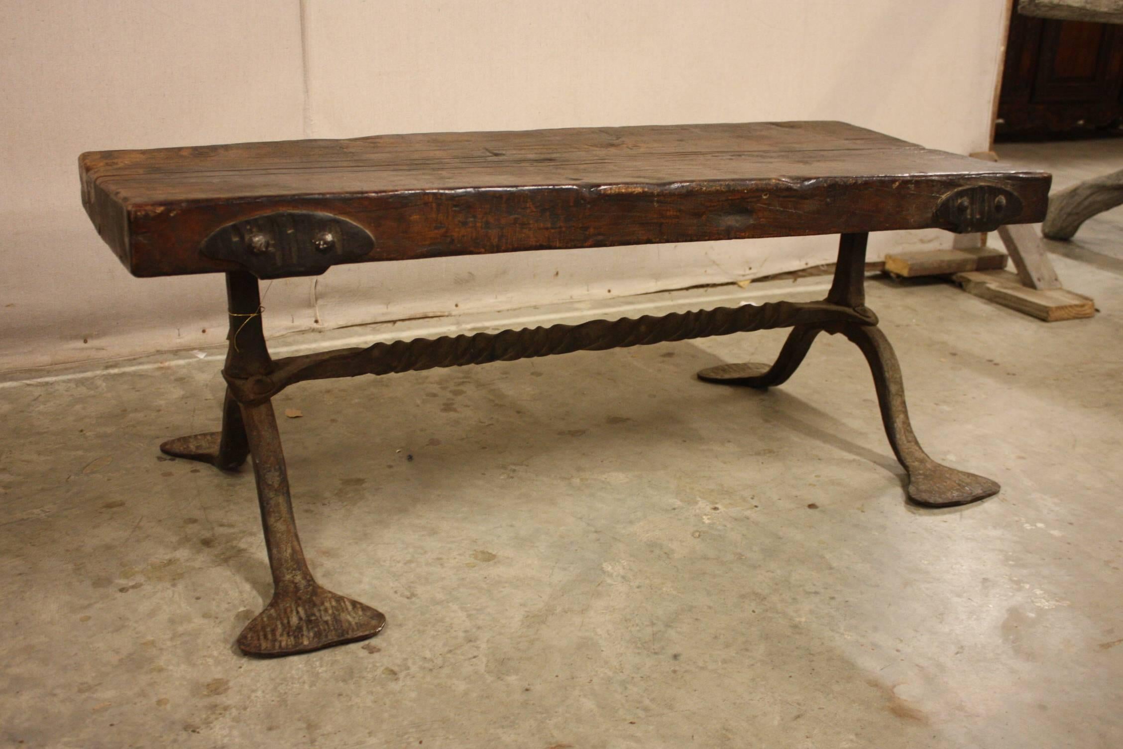 19th Century Coffee Table with Iron Base from France 3