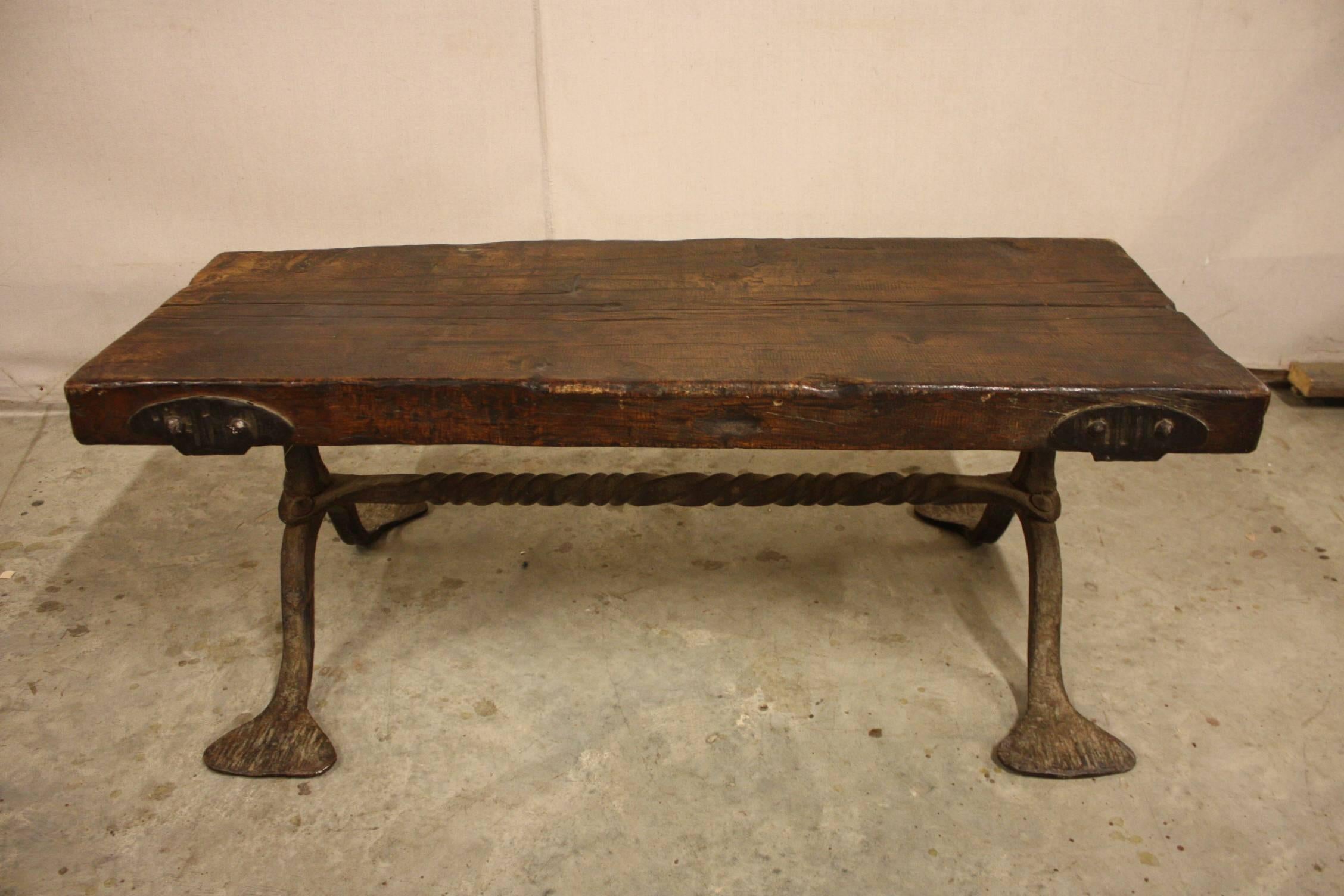 19th Century Coffee Table with Iron Base from France 2