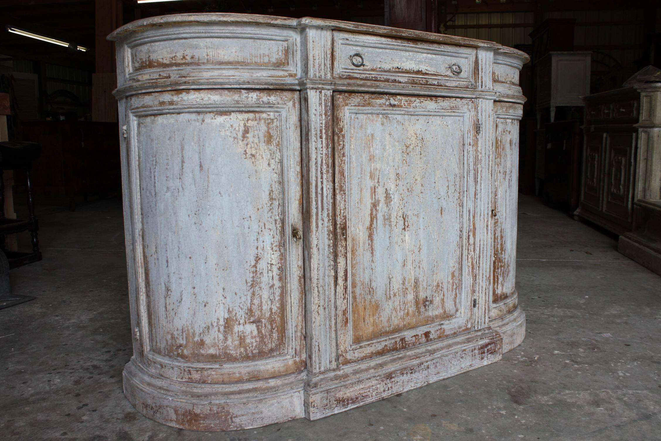 19th century Italian buffet from Italy. Beautiful and well weathered original paint. Three doors and one drawer. Very handsome piece.