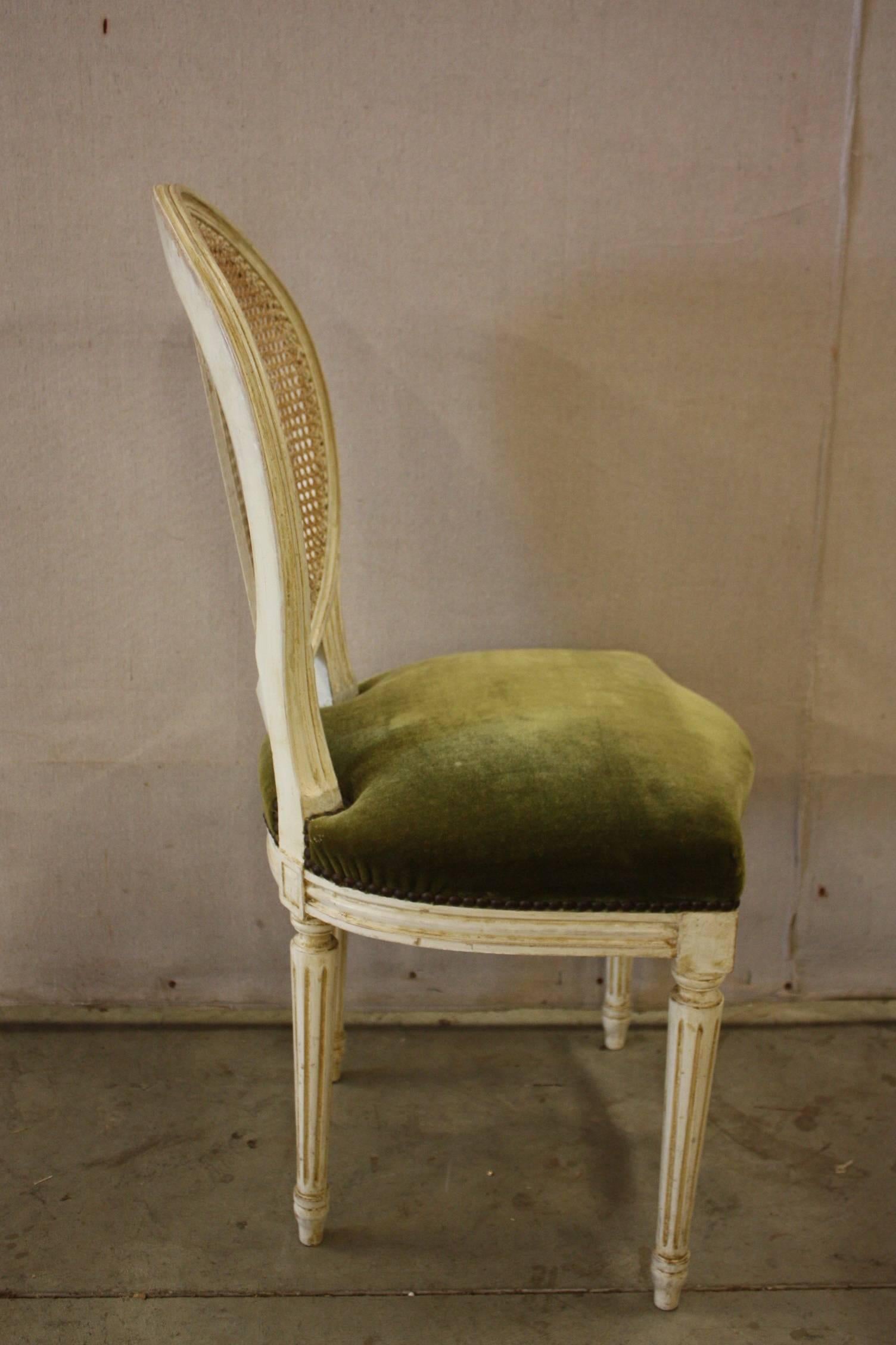 Set of Six Antique French Louis XVI-Style Dining Chairs with Canned Backs In Good Condition In Fairhope, AL