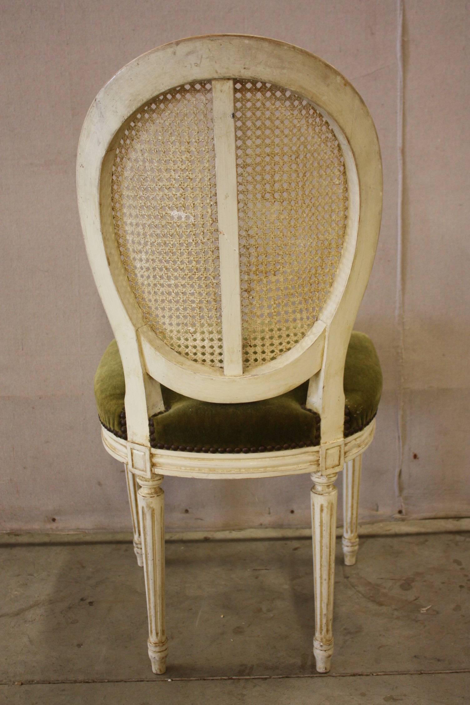 20th Century Set of Six Antique French Louis XVI-Style Dining Chairs with Canned Backs