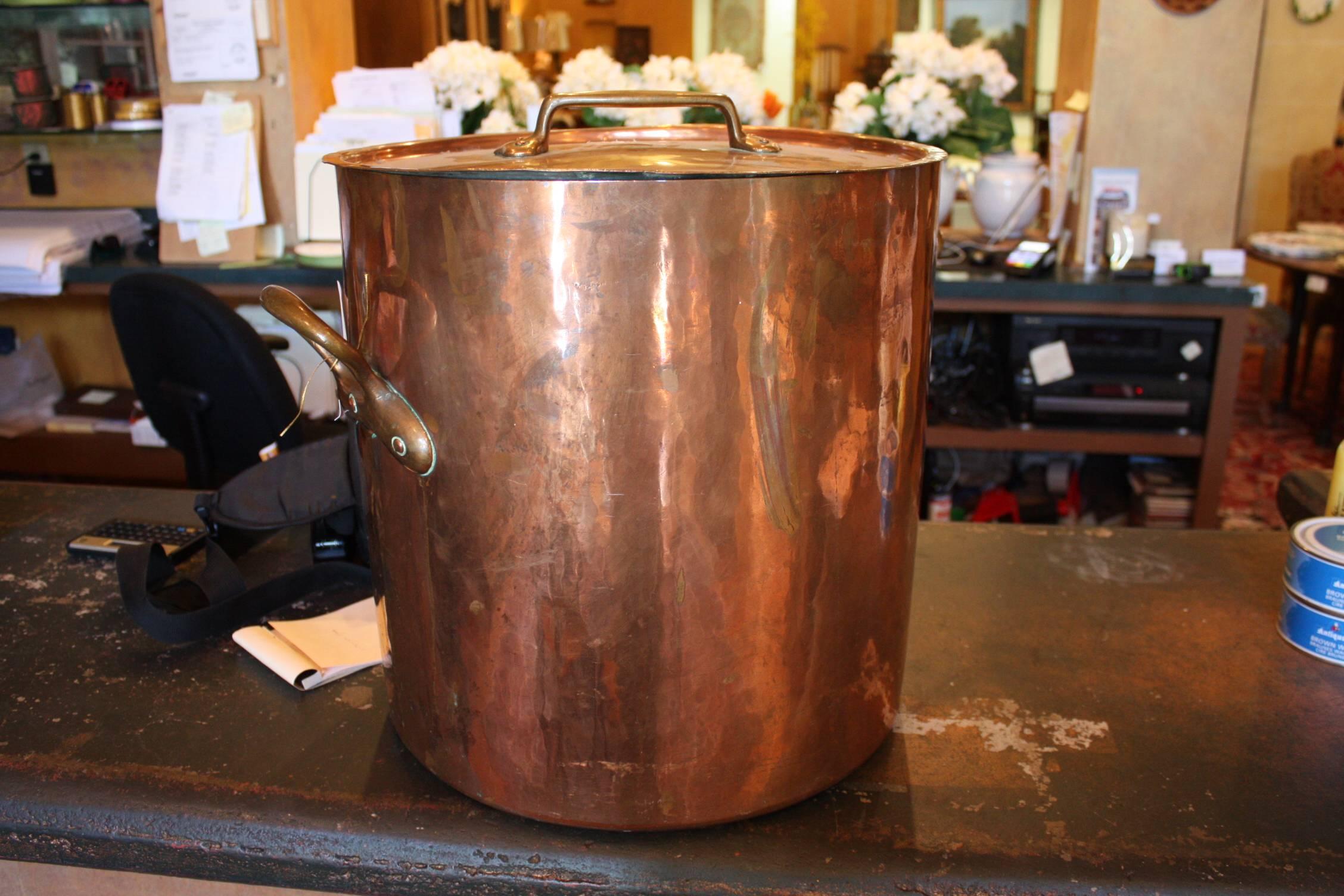 Large 19th Century Copper Stock Pot 1
