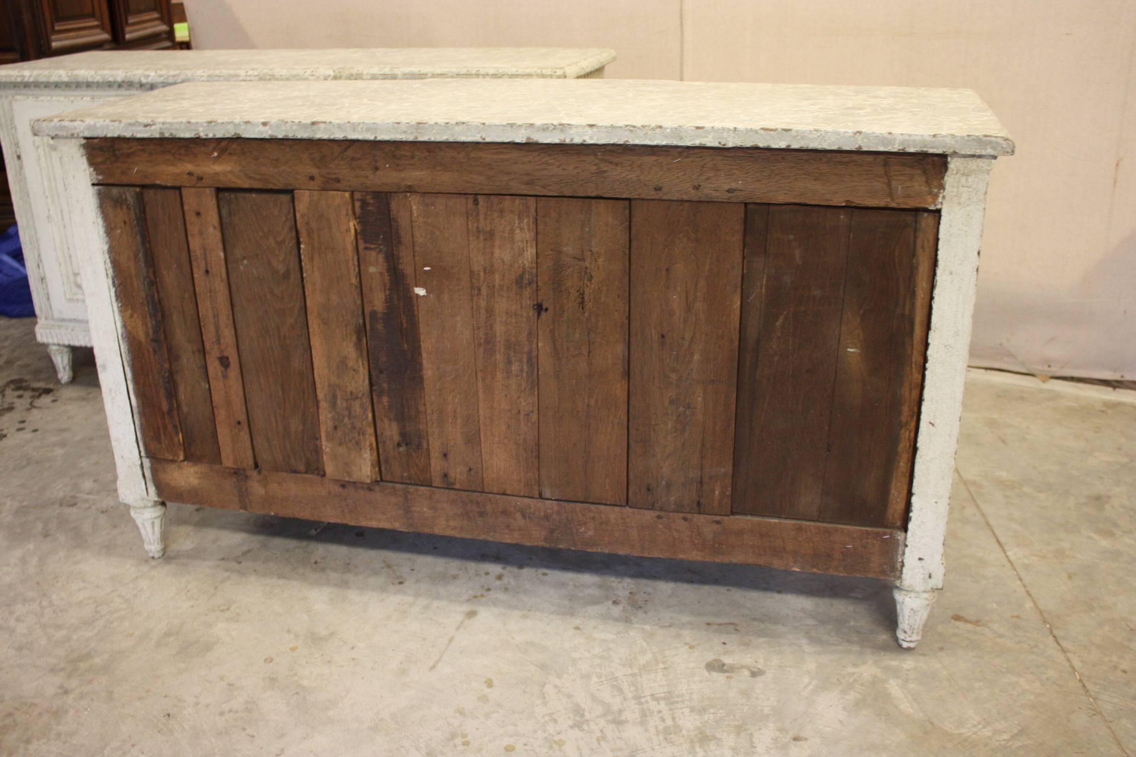 Pair of 19th Century French Painted Buffets with Faux Marble Top 5