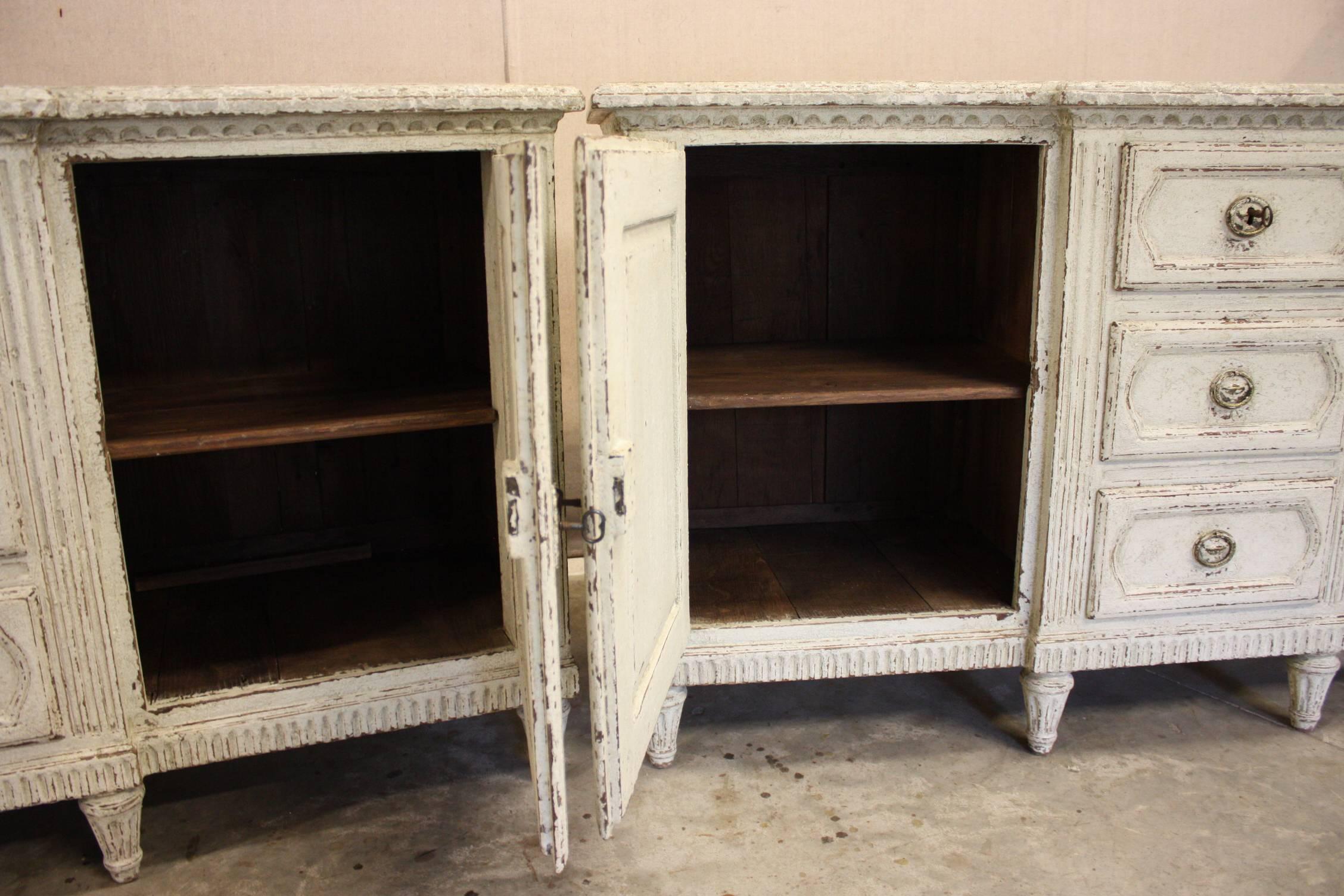 Pair of 19th Century French Painted Buffets with Faux Marble Top 3