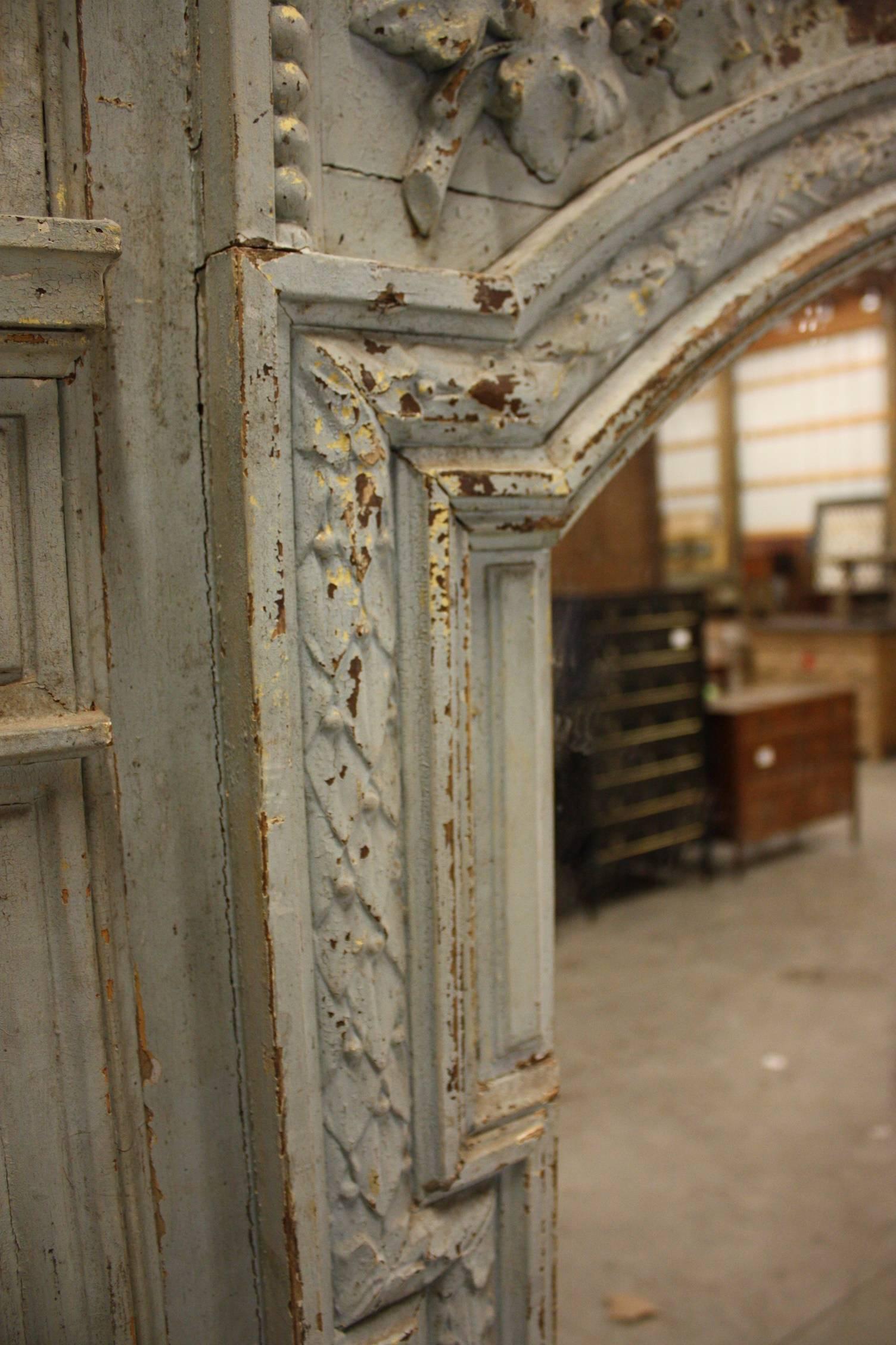 Stunning antique French mirror. Painstakingly dry-scrapped taking many hours, to reveal the beautiful layers of paint over the years.