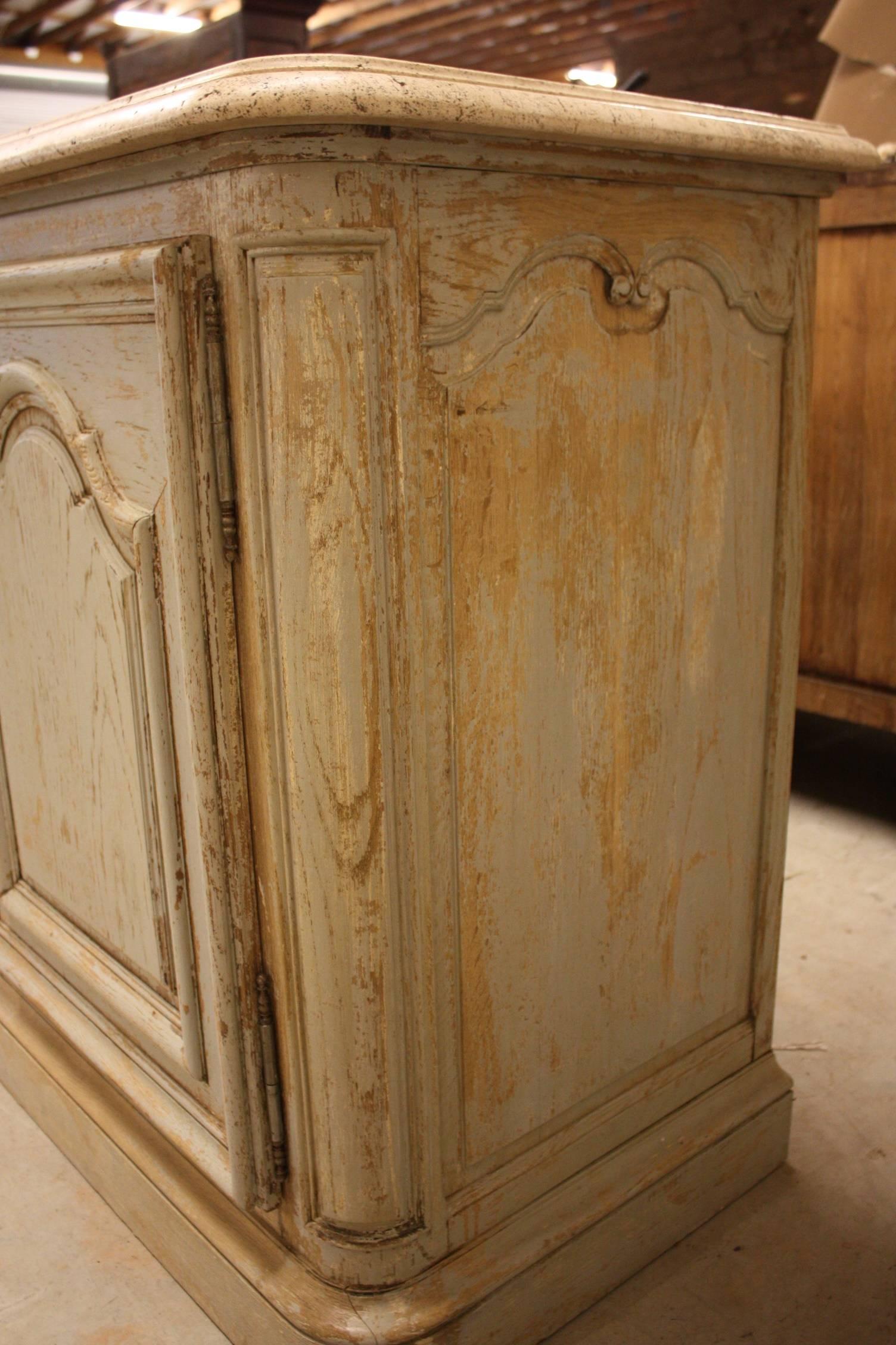 Louis XV Style Painted Enfilade with Marble Top In Good Condition In Fairhope, AL