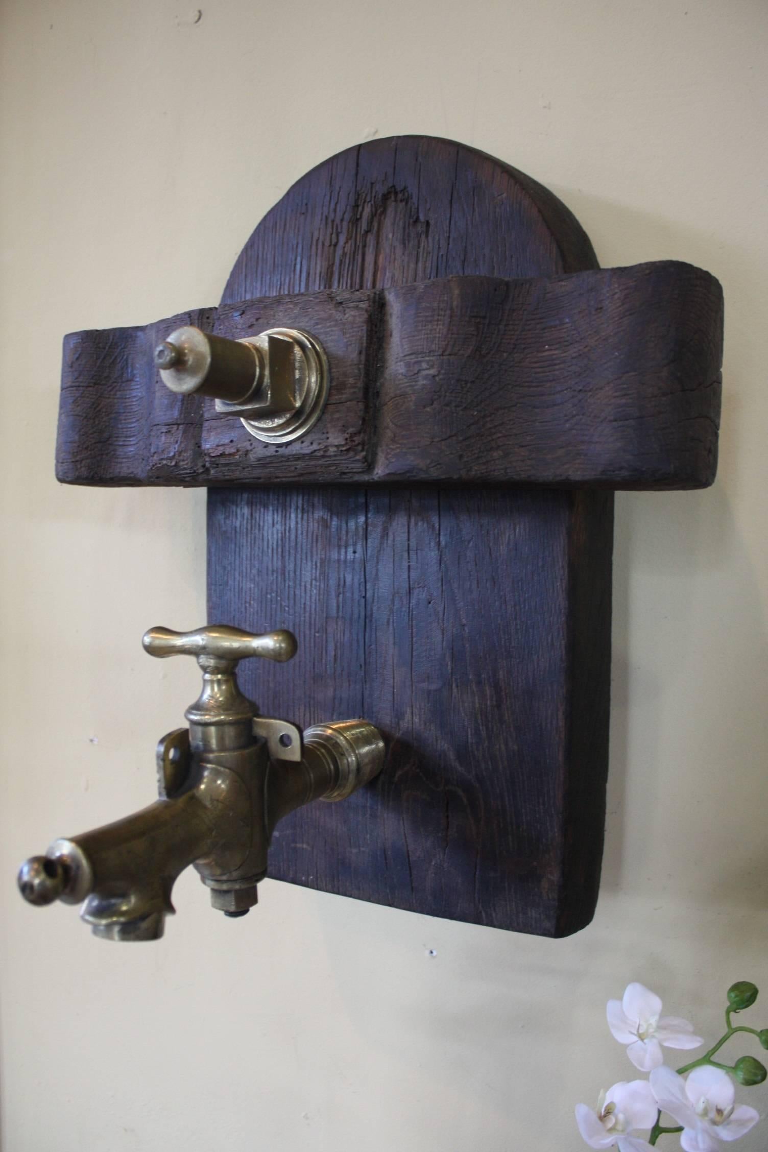 19th Century French Wine Barrel Door with Bronze Spout