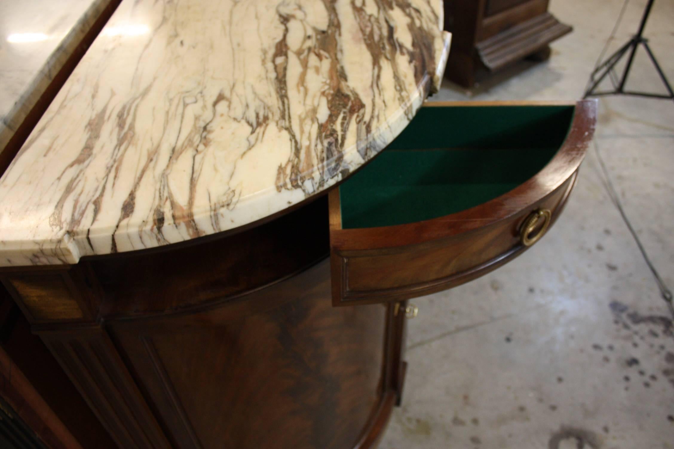 French Louis XVI Style Mahogany Buffet with Marble Top 4