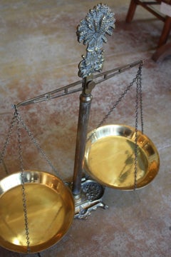 19th Century Cast Iron Scales with Brass Pans, Bakery Scales
