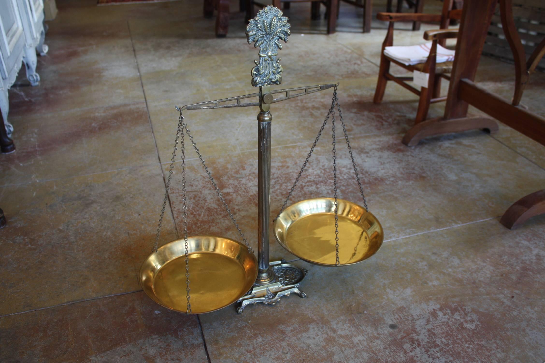 19th Century Cast Iron Scales with Brass Pans, Bakery Scales 1