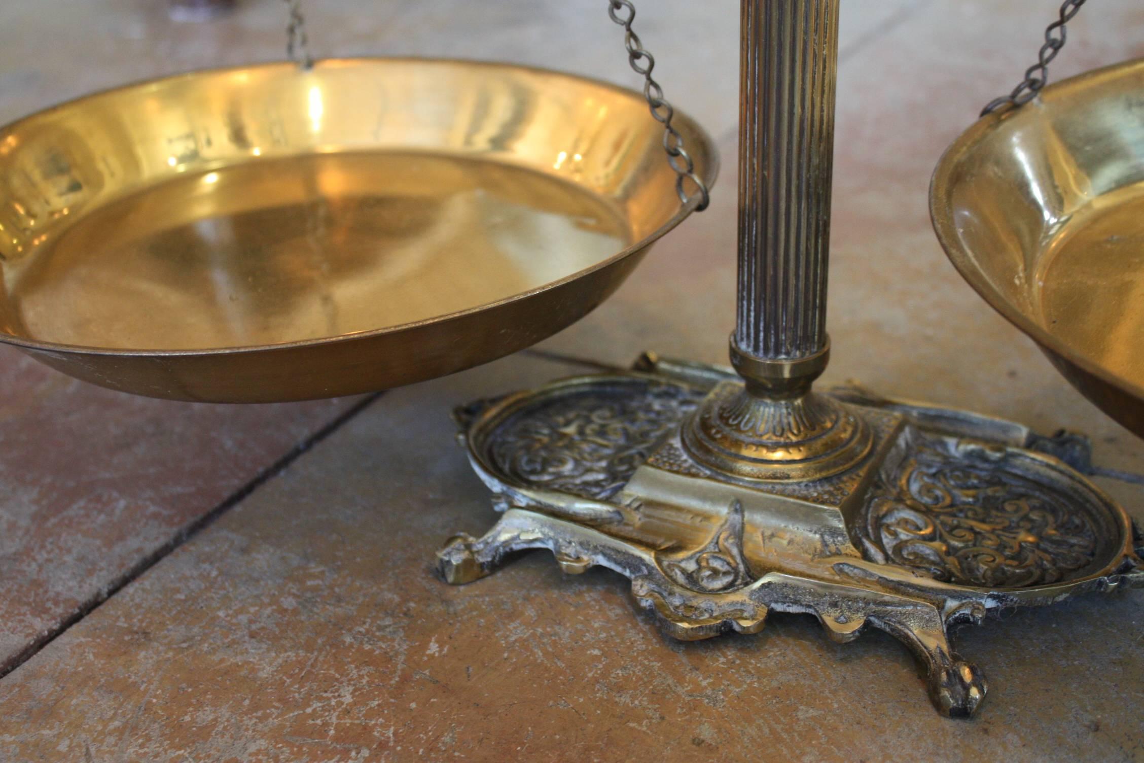 19th Century Cast Iron Scales with Brass Pans, Bakery Scales 2