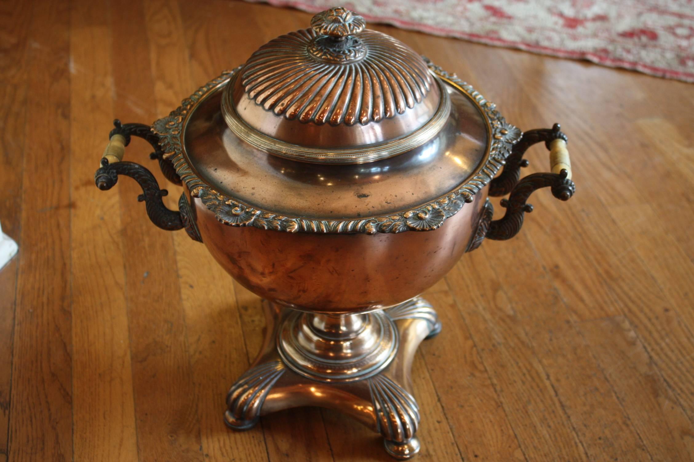 French Copper and Brass Samovar or Tea Urn 1