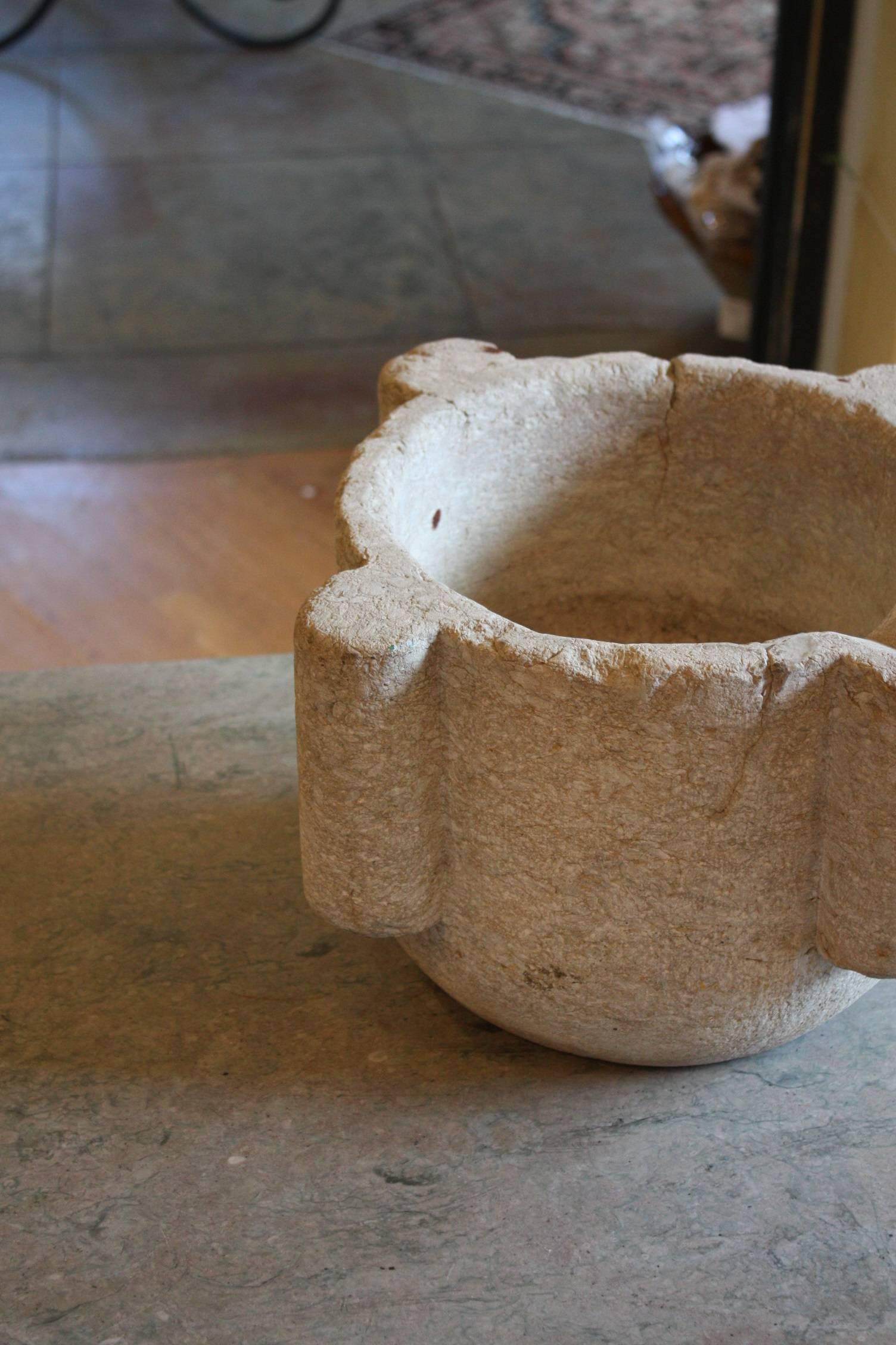 19th Century Ancient French Stone Mortar from 18th Century or Earlier