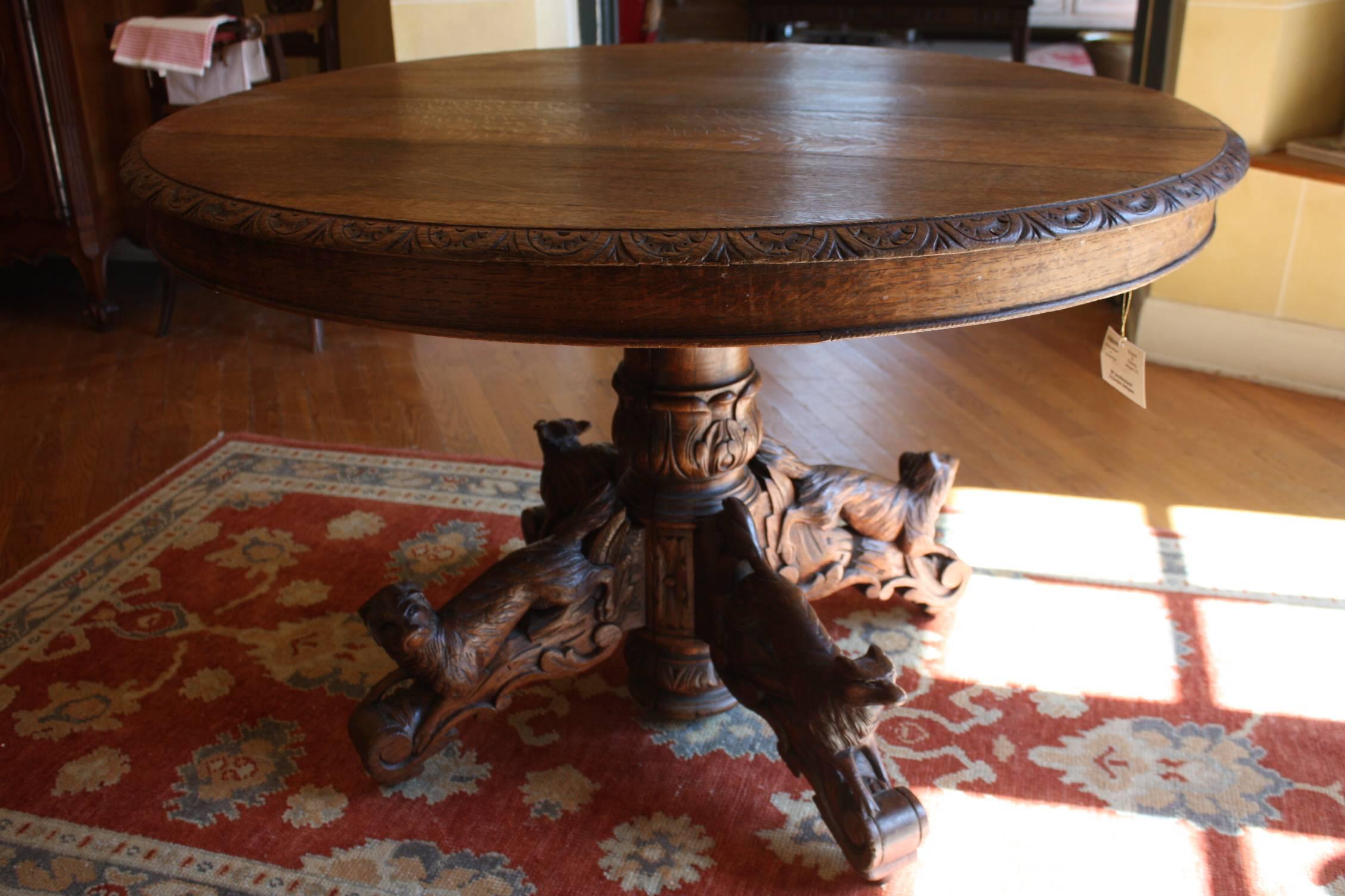 Antique French Carved Oak Hunt Table 3