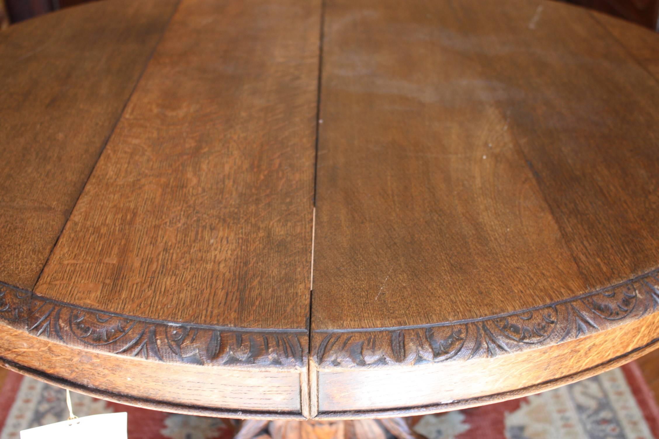 Antique French Carved Oak Hunt Table 2