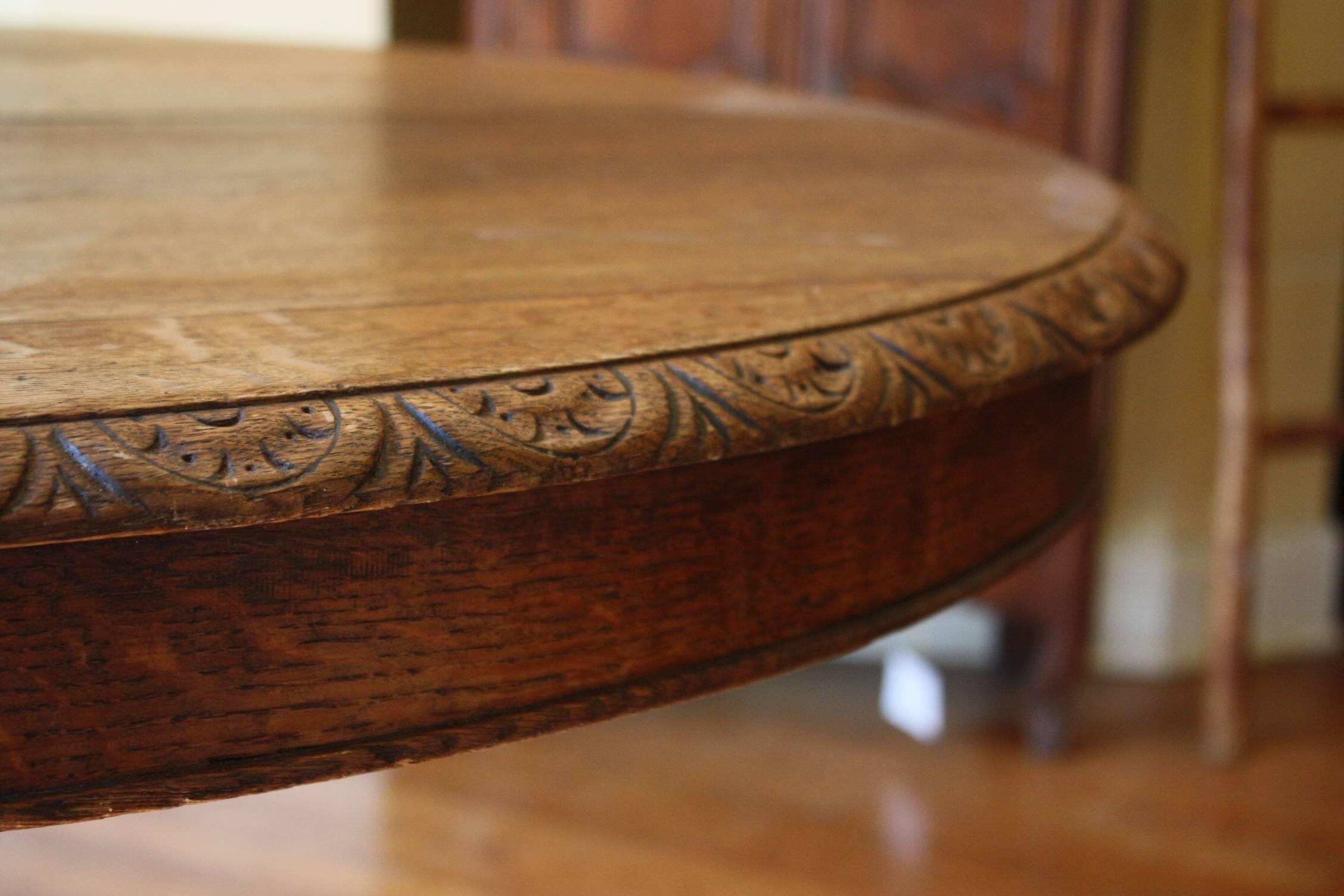 19th Century Antique French Carved Oak Hunt Table