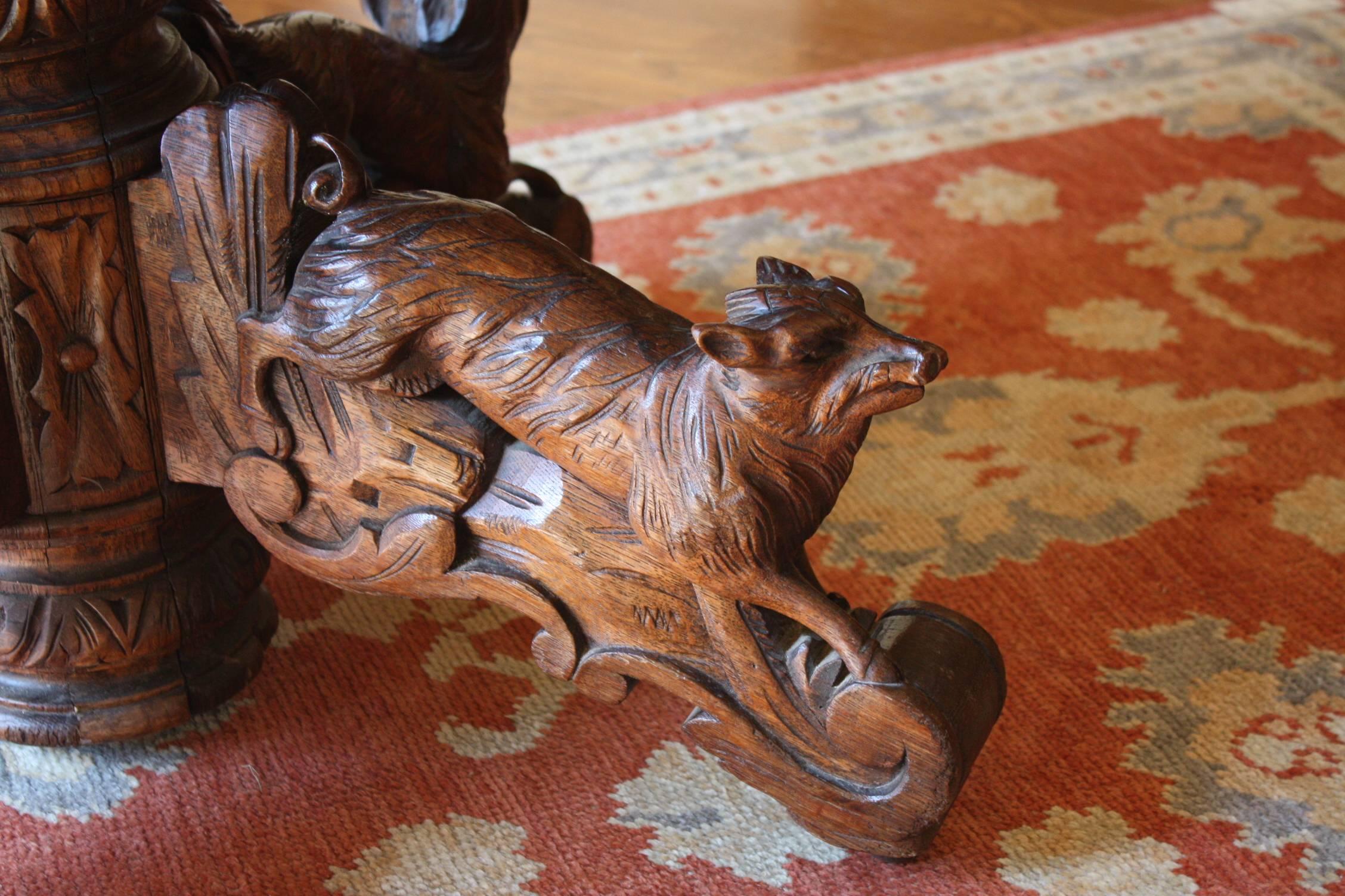 Antique French Carved Oak Hunt Table 1