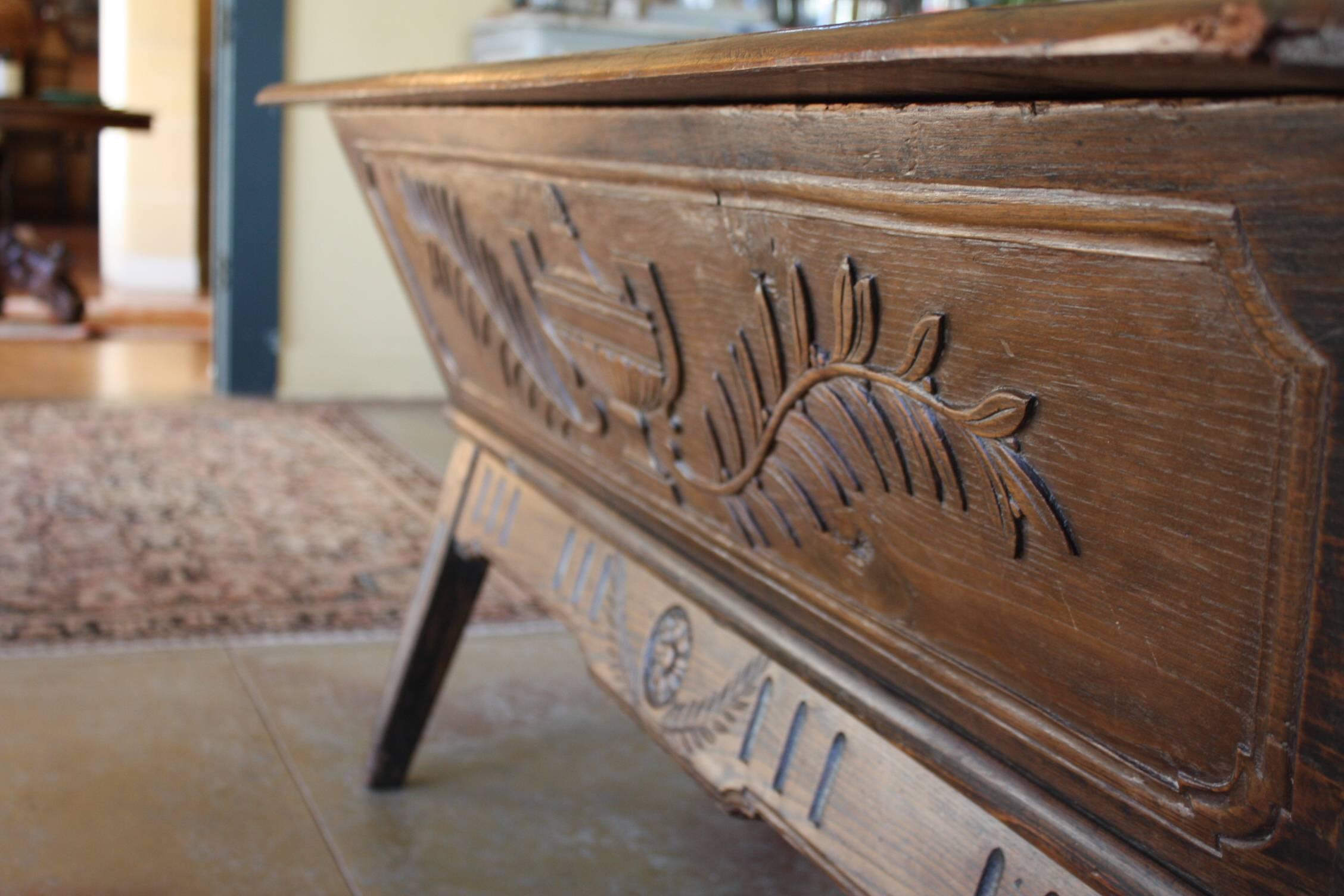 19th Century French Country Walnut Petrin, or Dough Bin/ Coffee Table