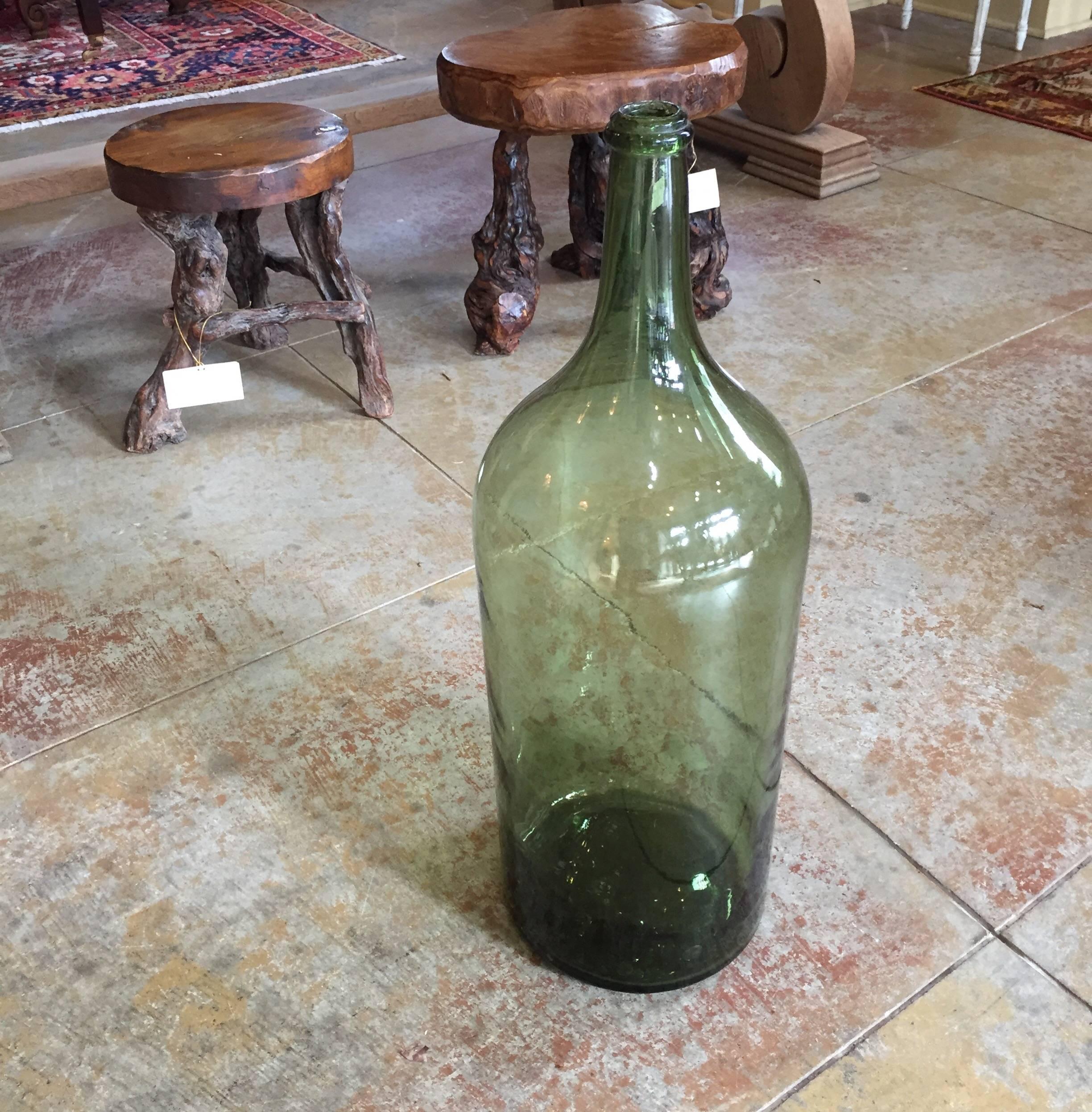 Hand-Crafted Antique French Handblown Wine Bottle