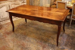 French 19th Century Farm Dining Table with Cabriole Legs