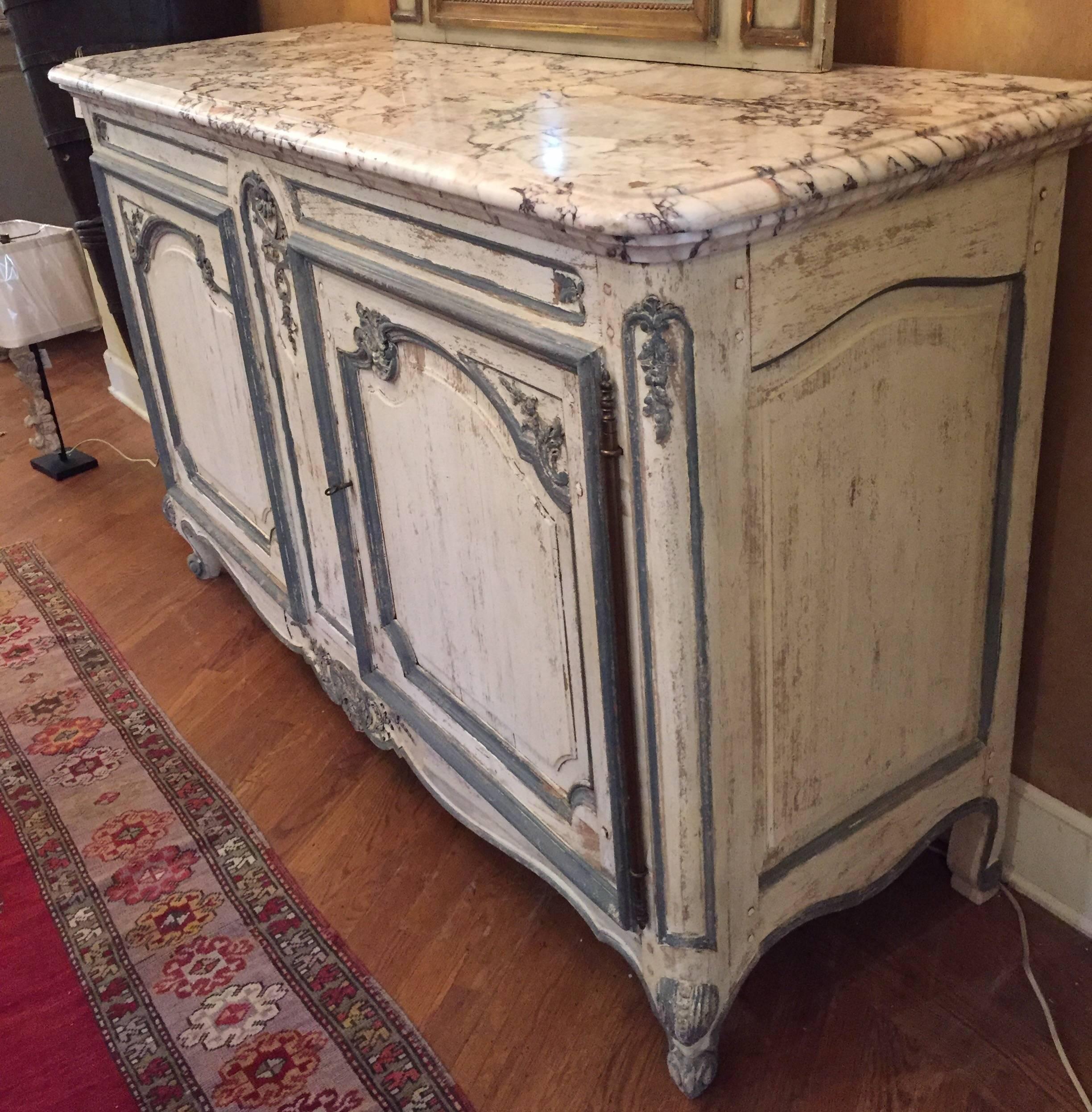 Painted French Buffet with Marble Top 1
