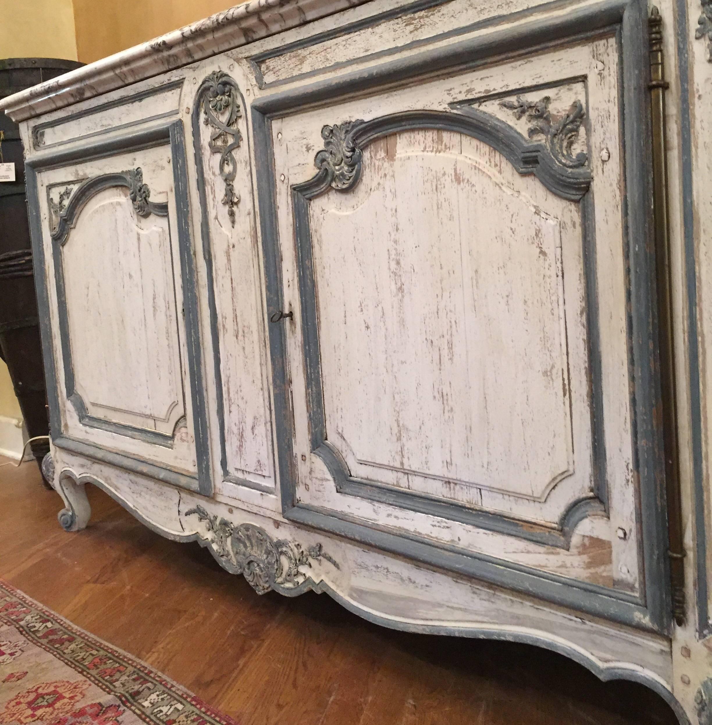 Painted French Buffet with Marble Top 2