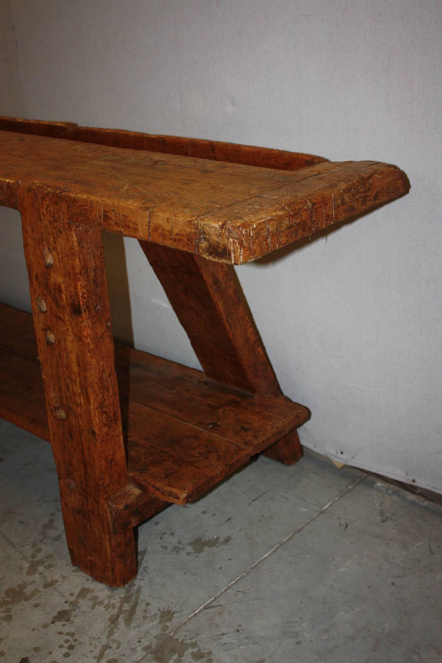 Wood 19th Century Italian Carpenter's Bench