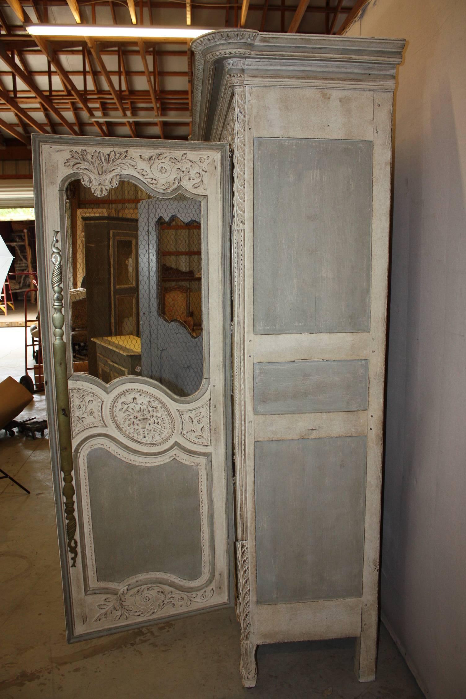 French 19th Century Louis XV Period Armoire with Chicken Wire Doors