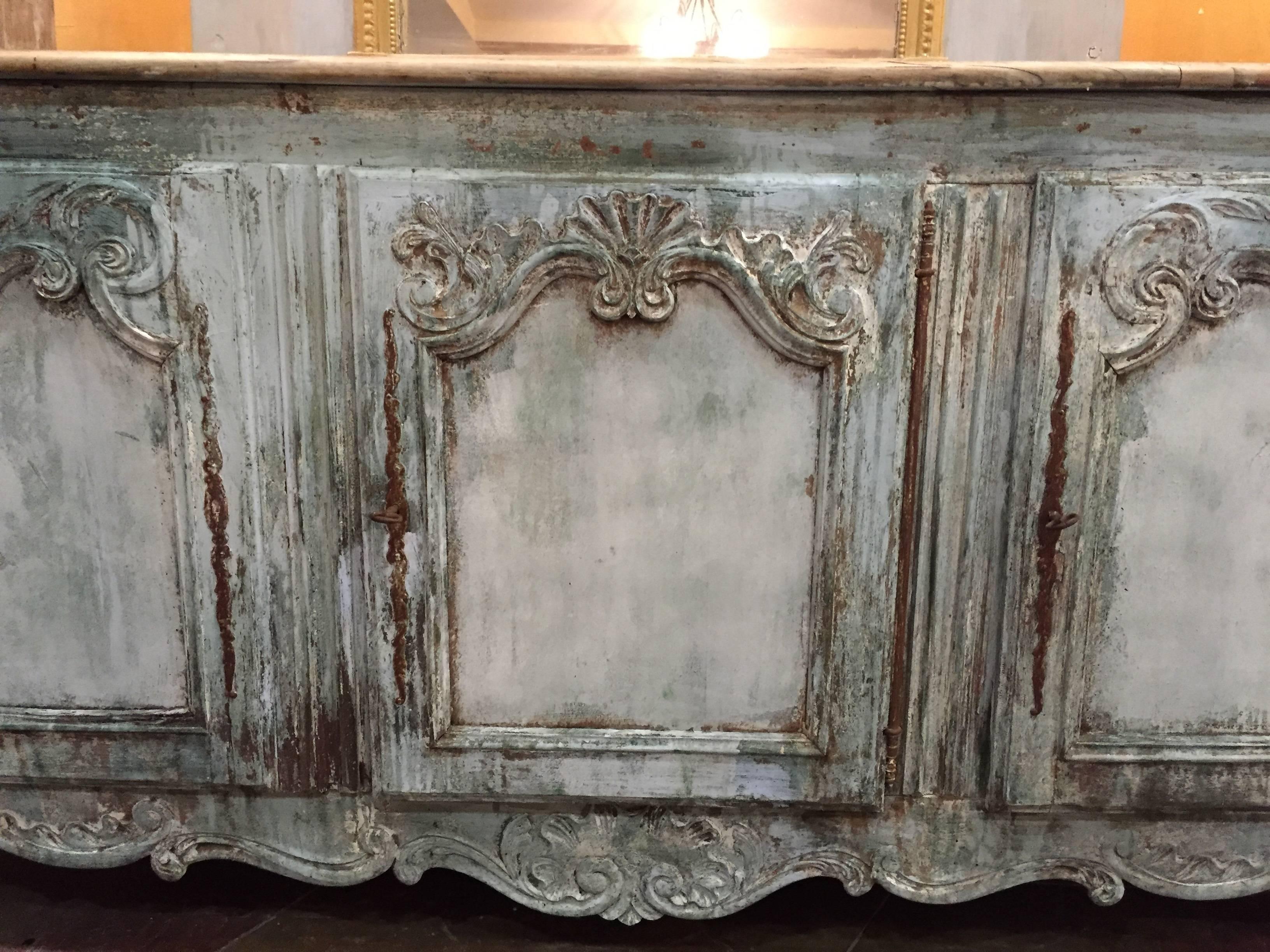 French Provencal 19th Century Painted Enfilade Buffet 3