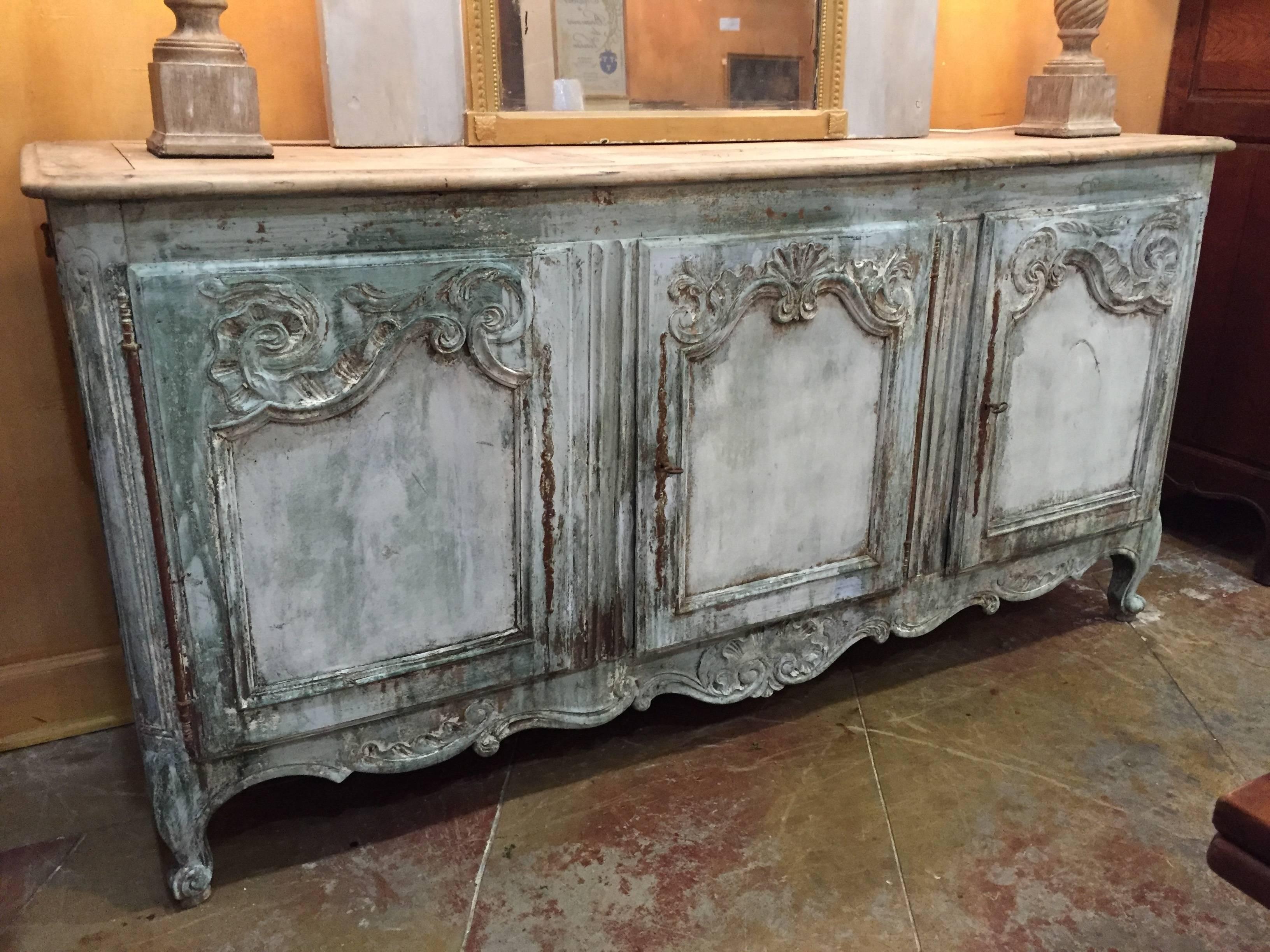 French Provencal 19th Century Painted Enfilade Buffet 6