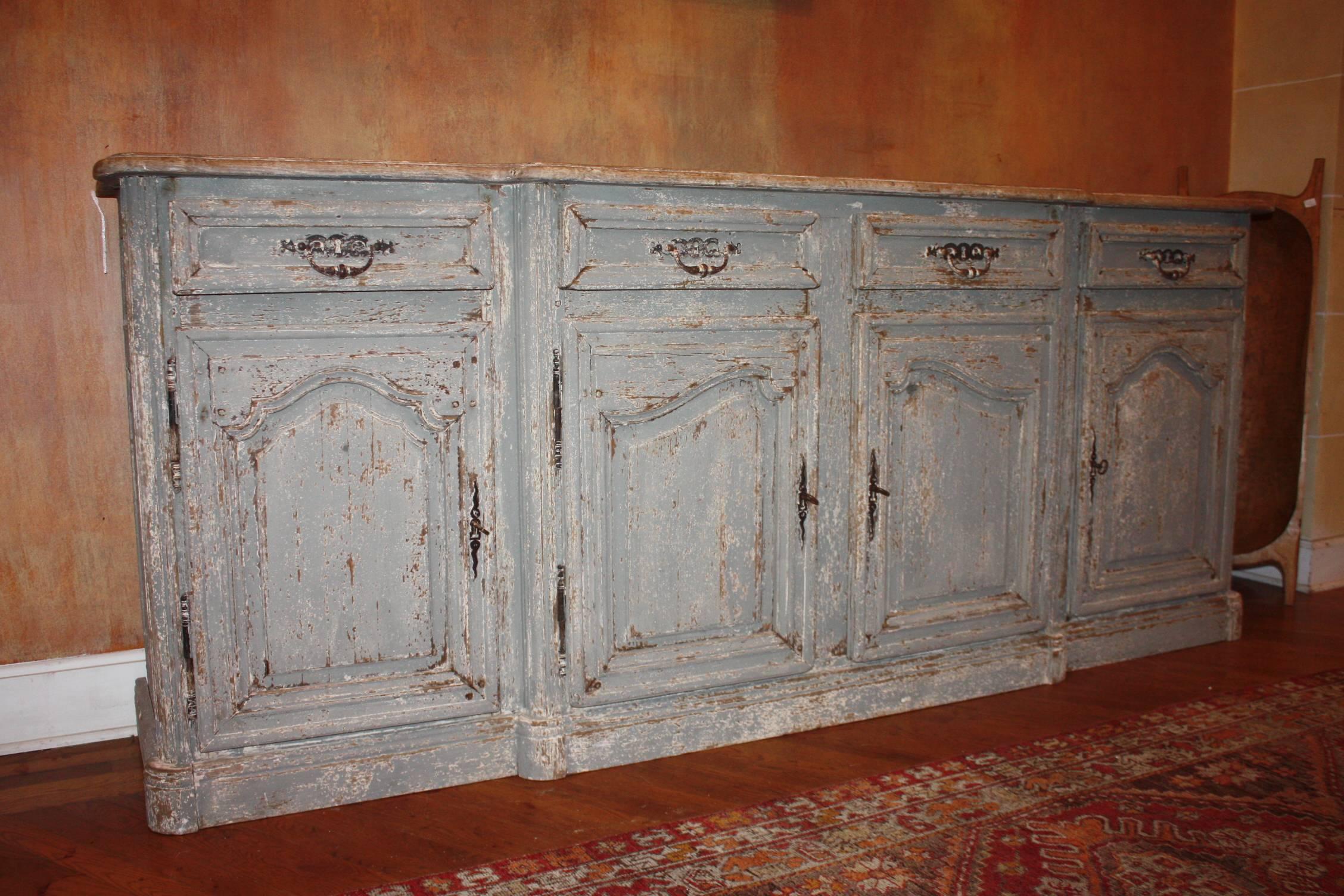 French Blue Painted Enfilade with Bleached Top 4