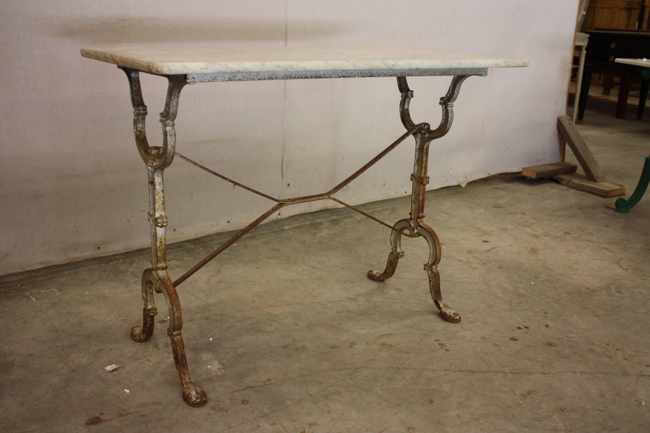French Cast Iron Marble-Top Bistro Table 2