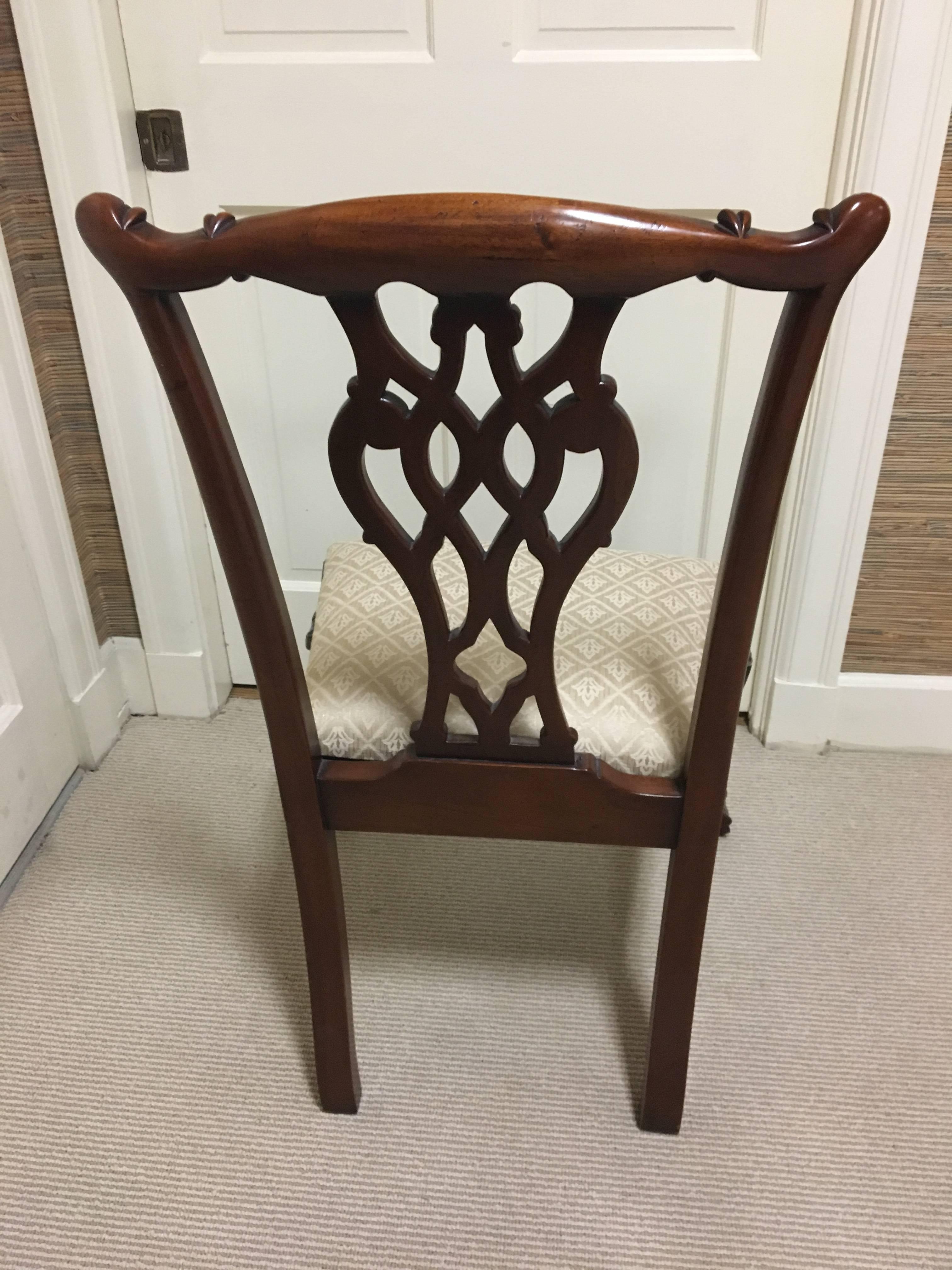 Set of Ten Mahogany English Chippendale Dinning Room Chairs For Sale 5