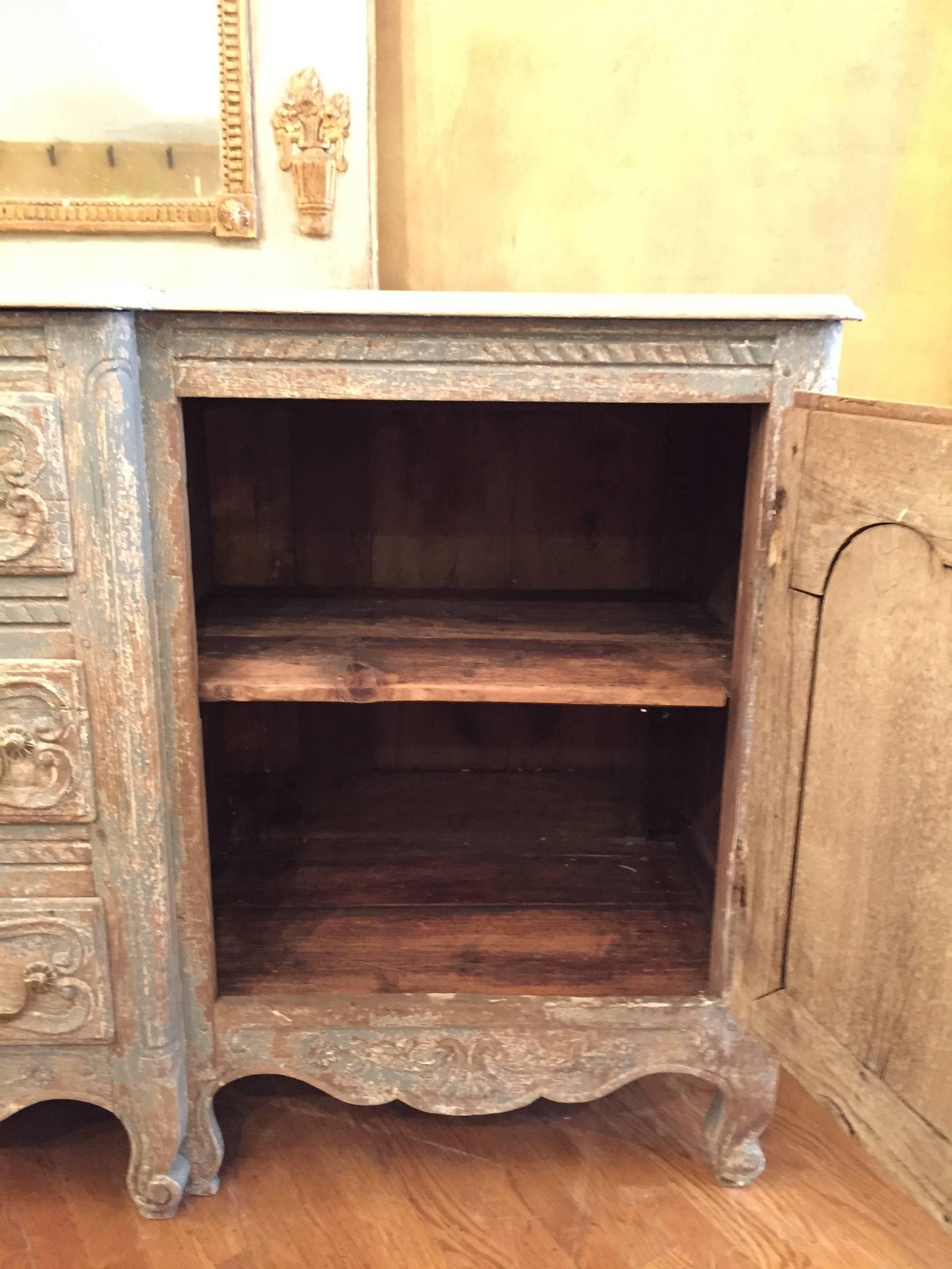 Antique French, Louis XV Style Painted Oak Buffet, Enfilade, circa 1860 In Good Condition In Fairhope, AL