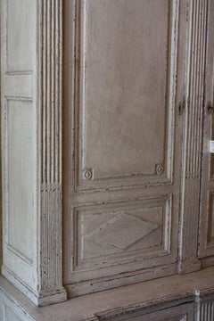 19th Century French Louis XVI Carved and Painted Bookcase or Buffet Deux Corps