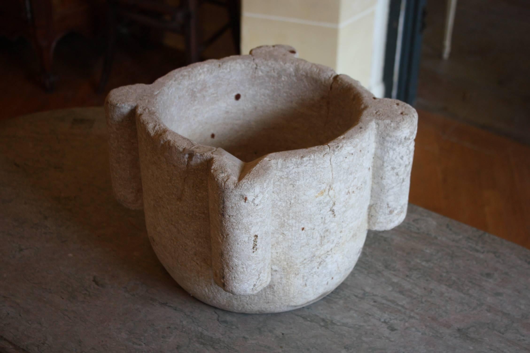 Ancient French Stone Mortar from 18th Century or Earlier 1