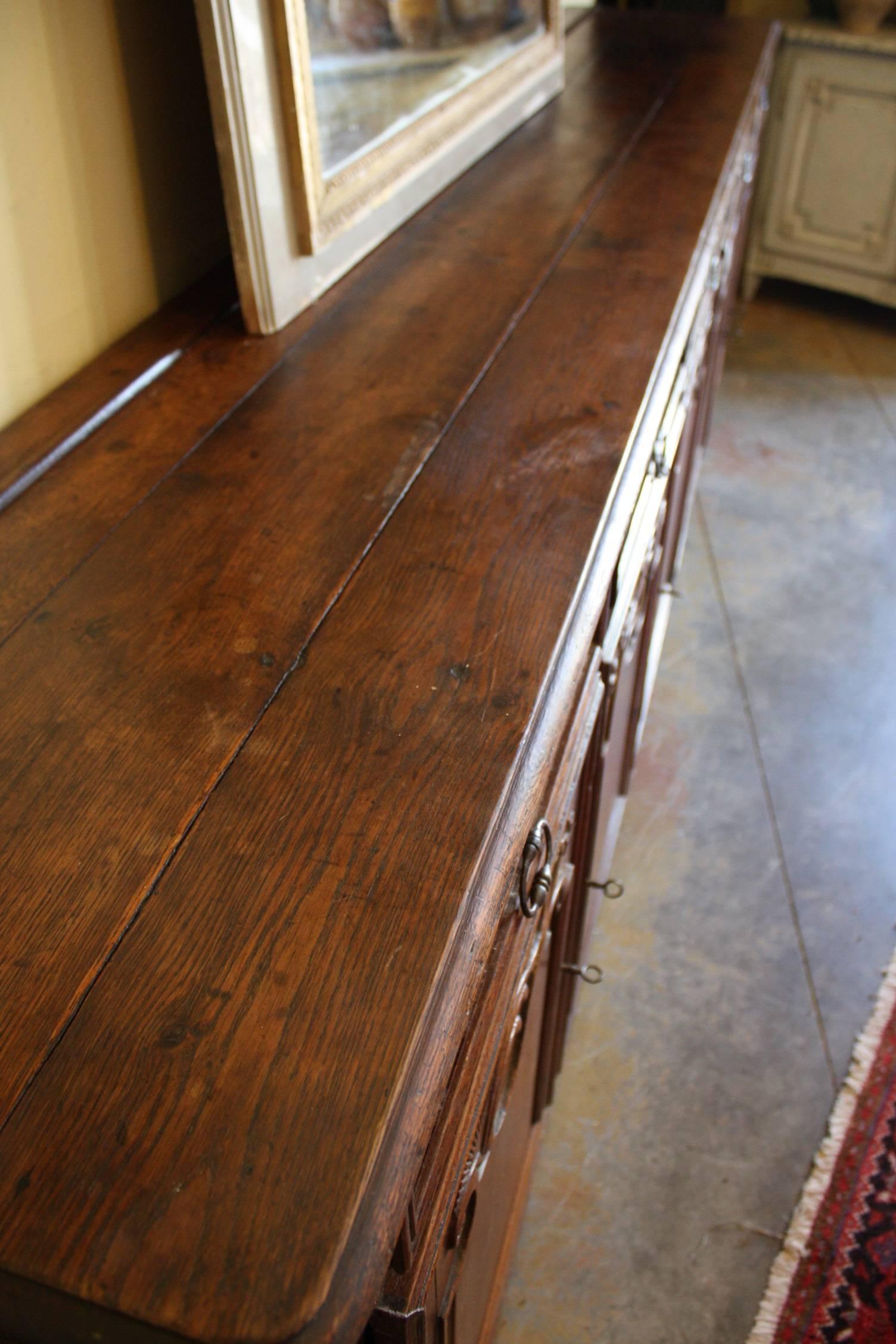 Long and Narrow 19th Century Louis XV Oak Buffet Enfilade Sideboard 2